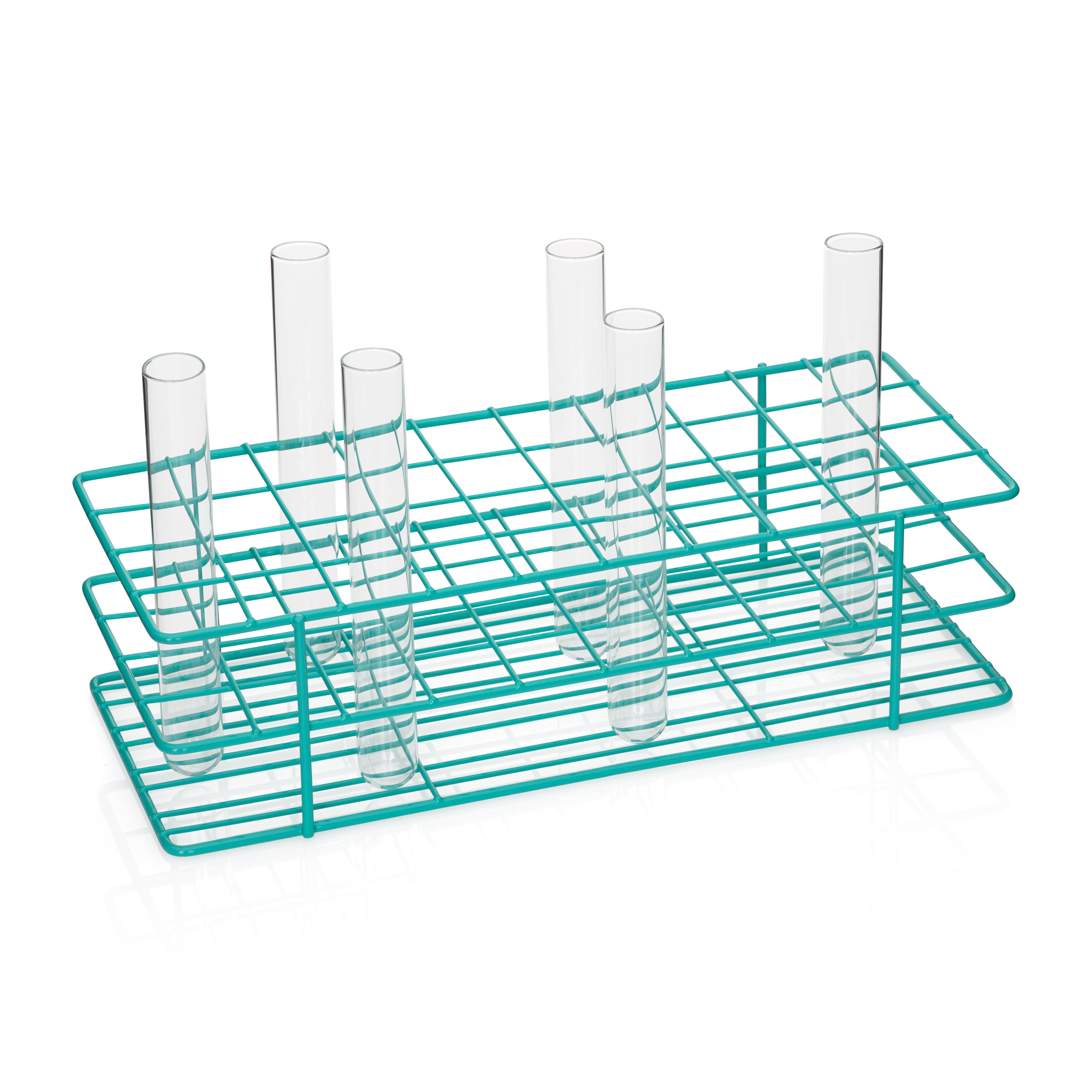 United Scientific® Coated Wire Rack, 20-25 mm Tubes, 40 Place, Teal