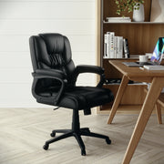 Flash Fundamentals Big & Tall 400 lb. Rated Black LeatherSoft Swivel Office Chair with Padded Arms