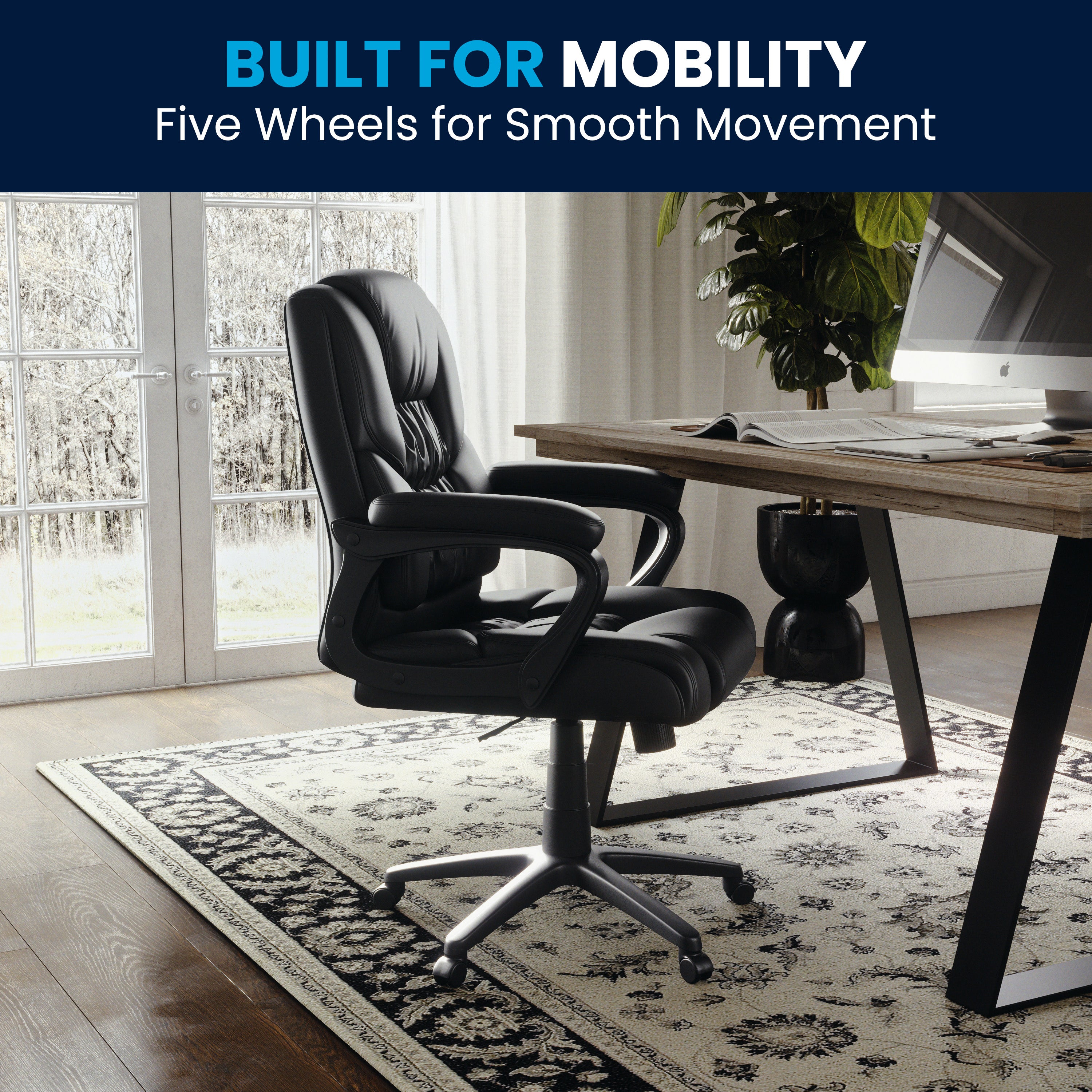 Flash Fundamentals Big & Tall 400 lb. Rated Black LeatherSoft Swivel Office Chair with Padded Arms
