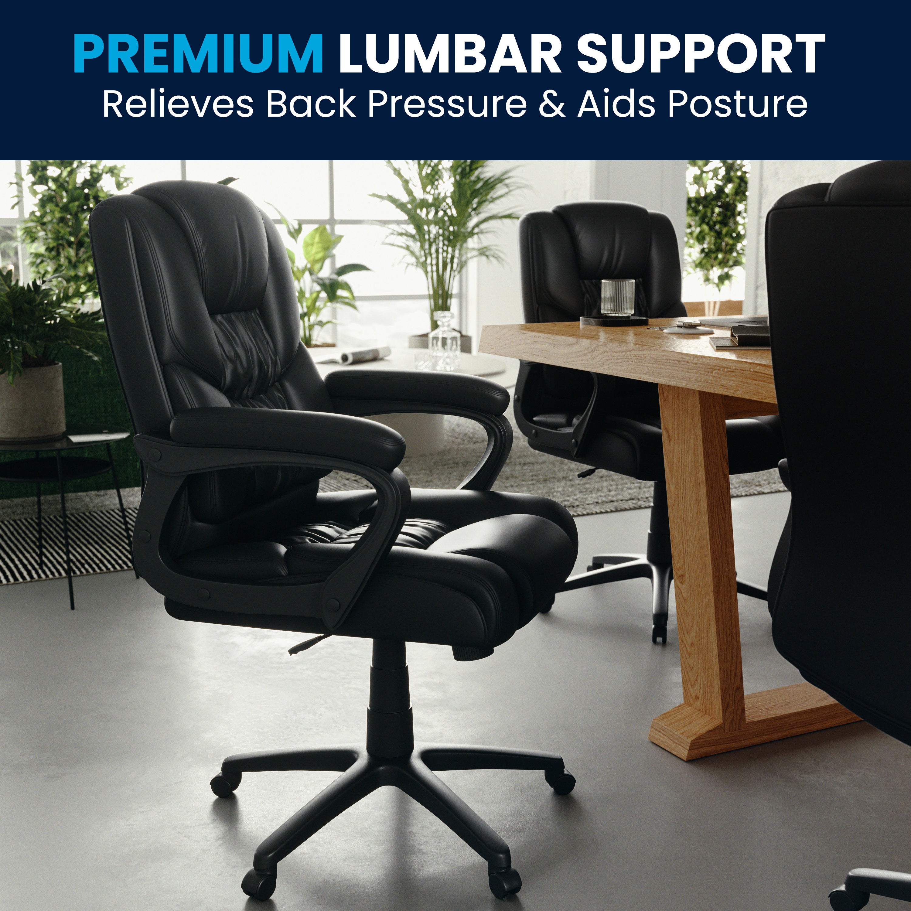 Flash Fundamentals Big & Tall 400 lb. Rated Black LeatherSoft Swivel Office Chair with Padded Arms