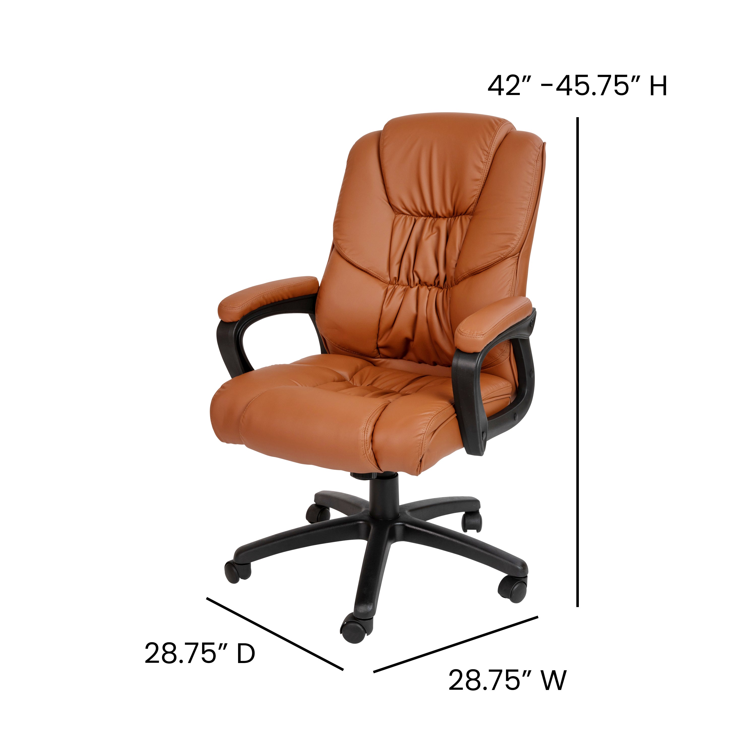 Flash Fundamentals Big & Tall 400 lb. Rated Brown LeatherSoft Swivel Office Chair with Padded Arms