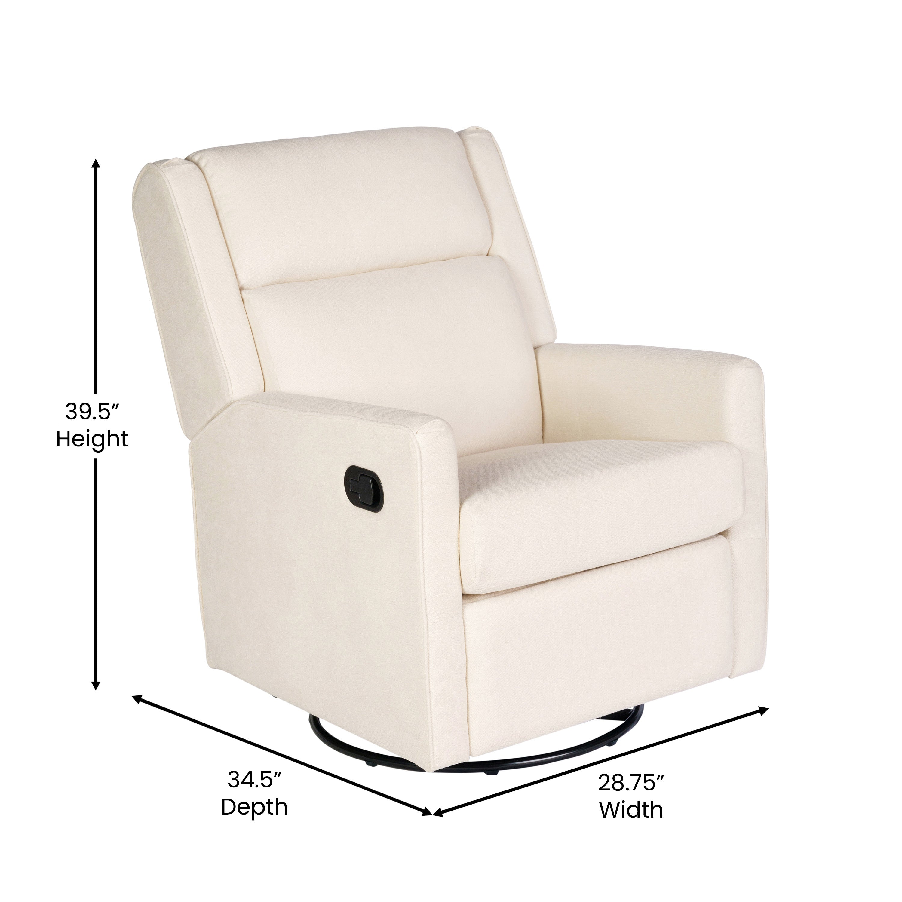 Cash Swivel Glider Rocker Recliner Chair, Manual 360 Degree Swivel Recliner Perfect for Living Room, Bedroom, or Nursery in Cream Upholstery