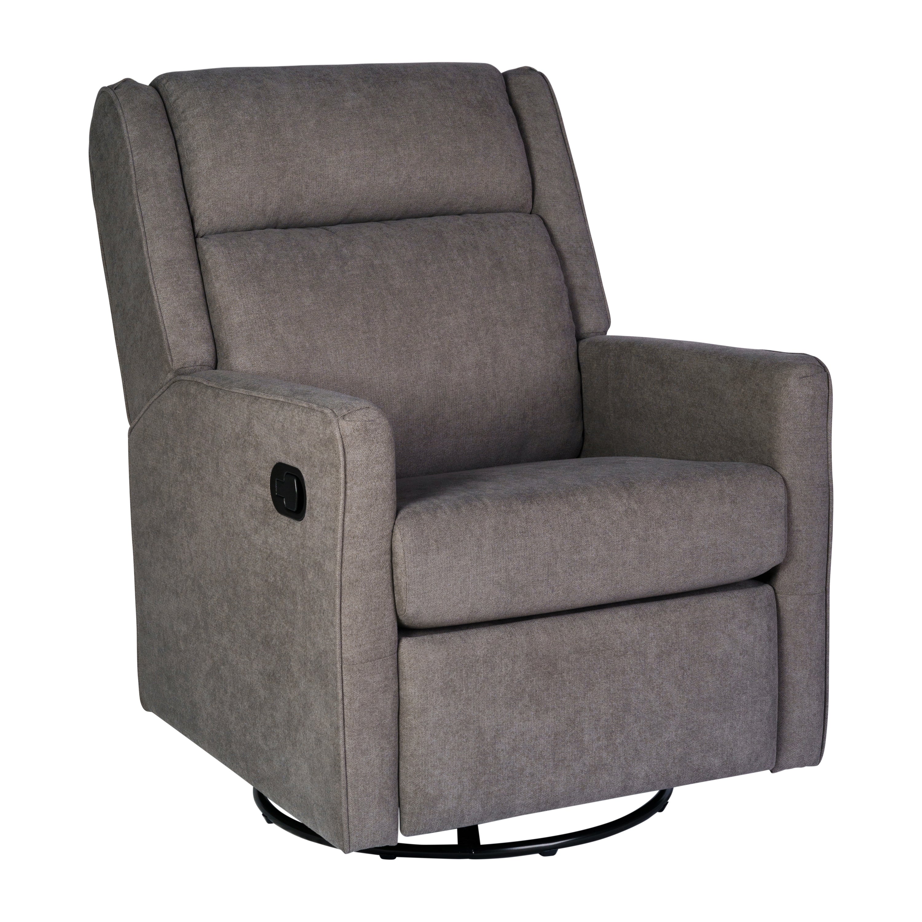 Cash Swivel Glider Rocker Recliner Chair, Manual 360 Degree Swivel Recliner Perfect for Living Room, Bedroom, or Nursery in Dark Gray Upholstery