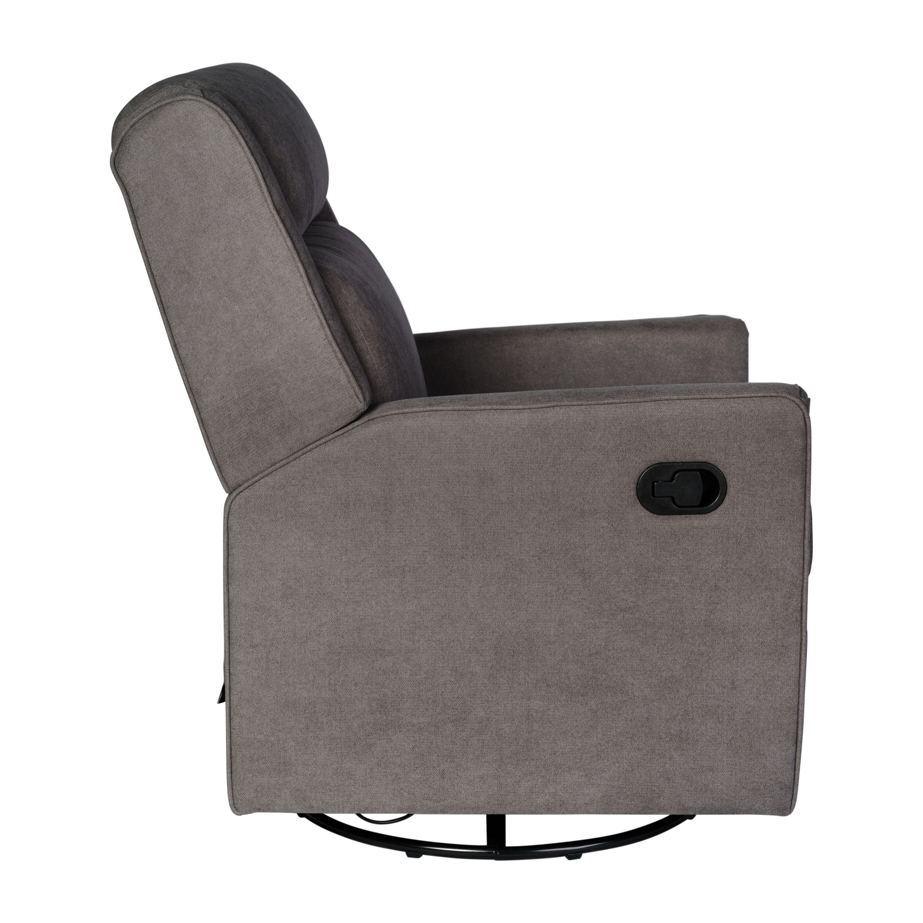 Cash Swivel Glider Rocker Recliner Chair, Manual 360 Degree Swivel Recliner Perfect for Living Room, Bedroom, or Nursery in Dark Gray Upholstery
