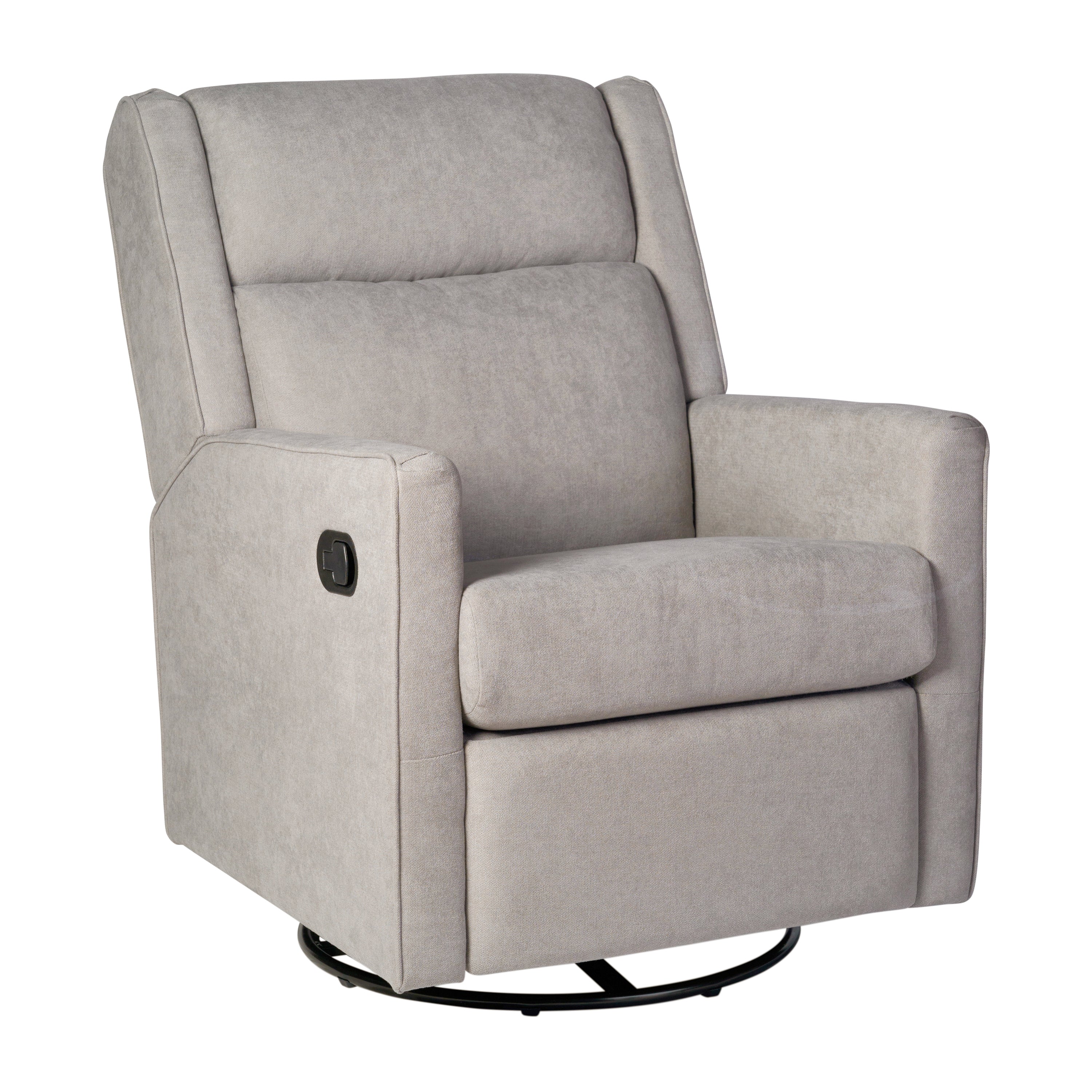Cash Swivel Glider Rocker Recliner Chair, Manual 360 Degree Swivel Recliner Perfect for Living Room, Bedroom, or Nursery in Light Gray Upholstery