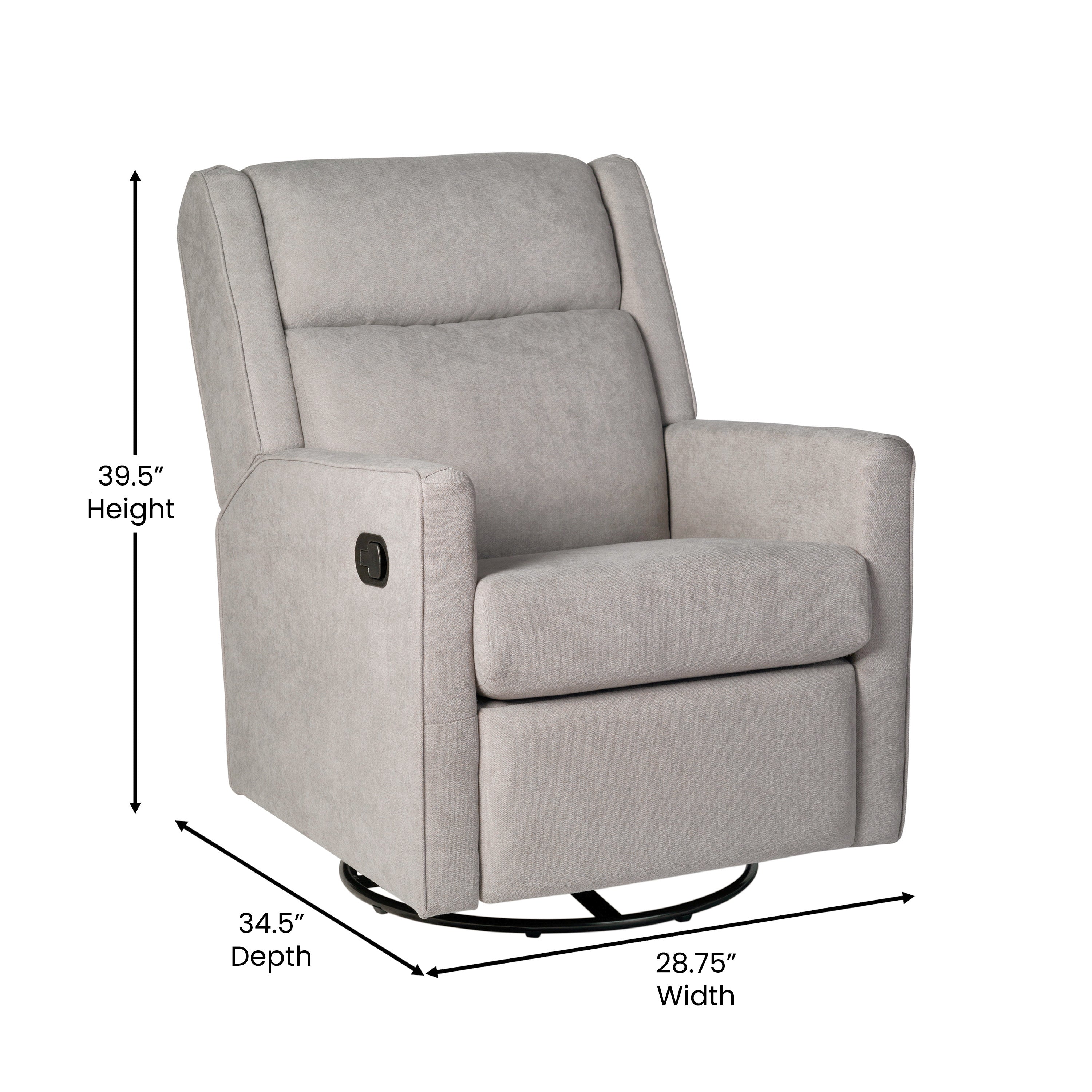 Cash Swivel Glider Rocker Recliner Chair, Manual 360 Degree Swivel Recliner Perfect for Living Room, Bedroom, or Nursery in Light Gray Upholstery