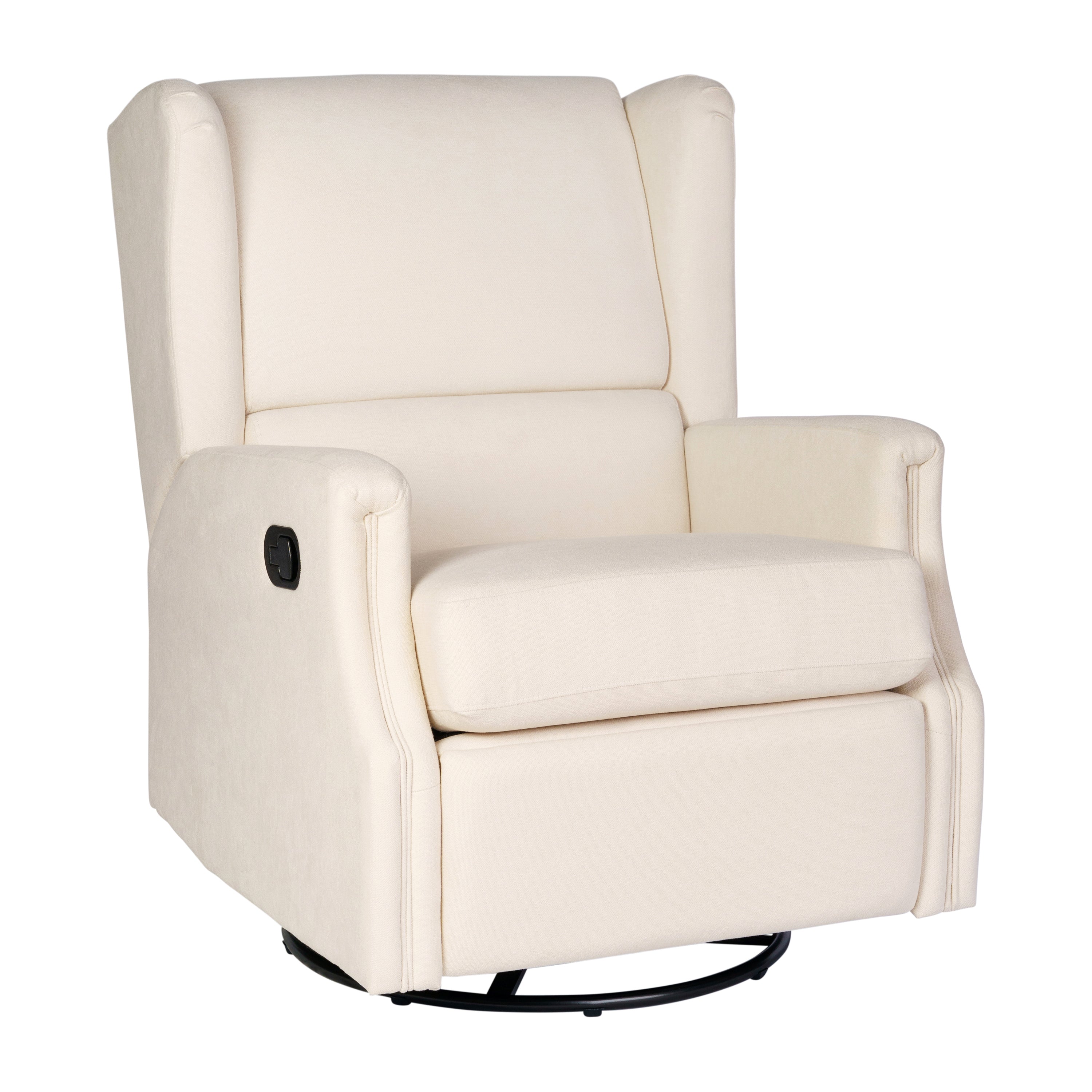 Omma Swivel Glider Rocker Recliner Chair, Manual 360 Degree Swivel Wingback Recliner Perfect for Living Room, Bedroom, or Nursery in Cream