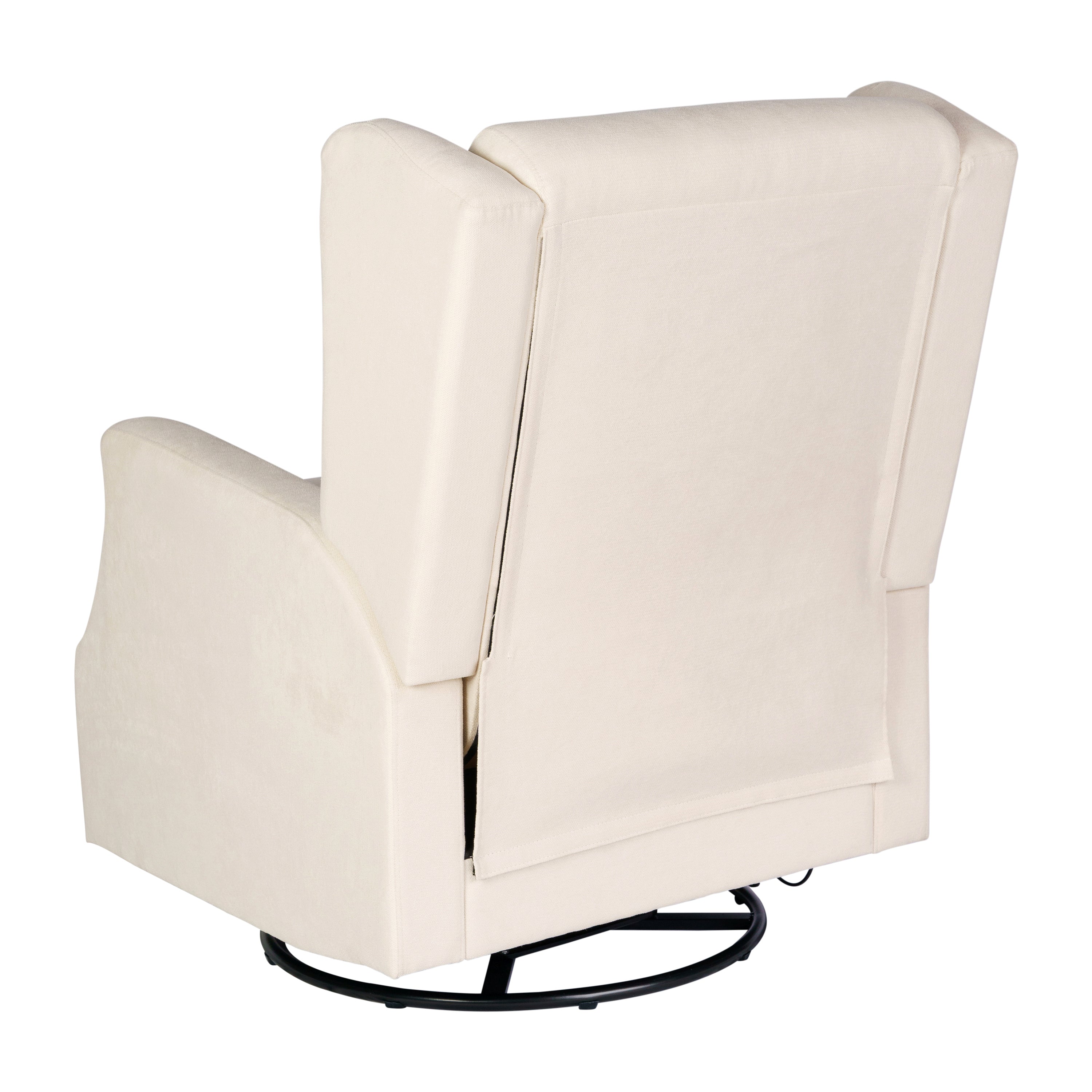 Omma Swivel Glider Rocker Recliner Chair, Manual 360 Degree Swivel Wingback Recliner Perfect for Living Room, Bedroom, or Nursery in Cream