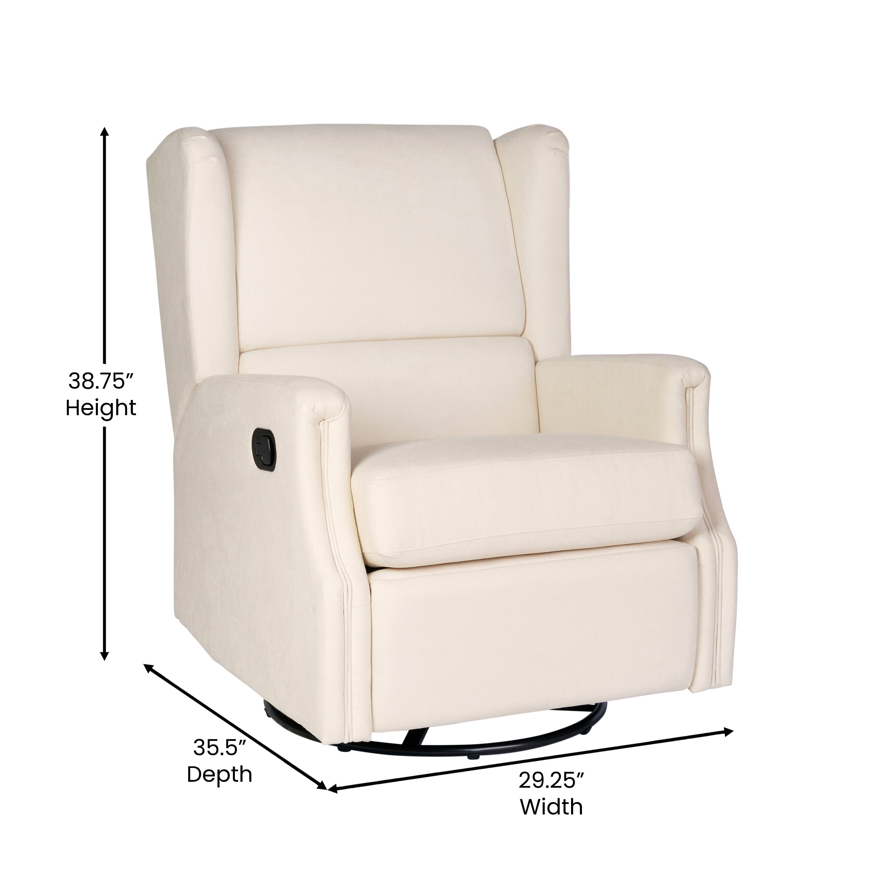 Omma Swivel Glider Rocker Recliner Chair, Manual 360 Degree Swivel Wingback Recliner Perfect for Living Room, Bedroom, or Nursery in Cream