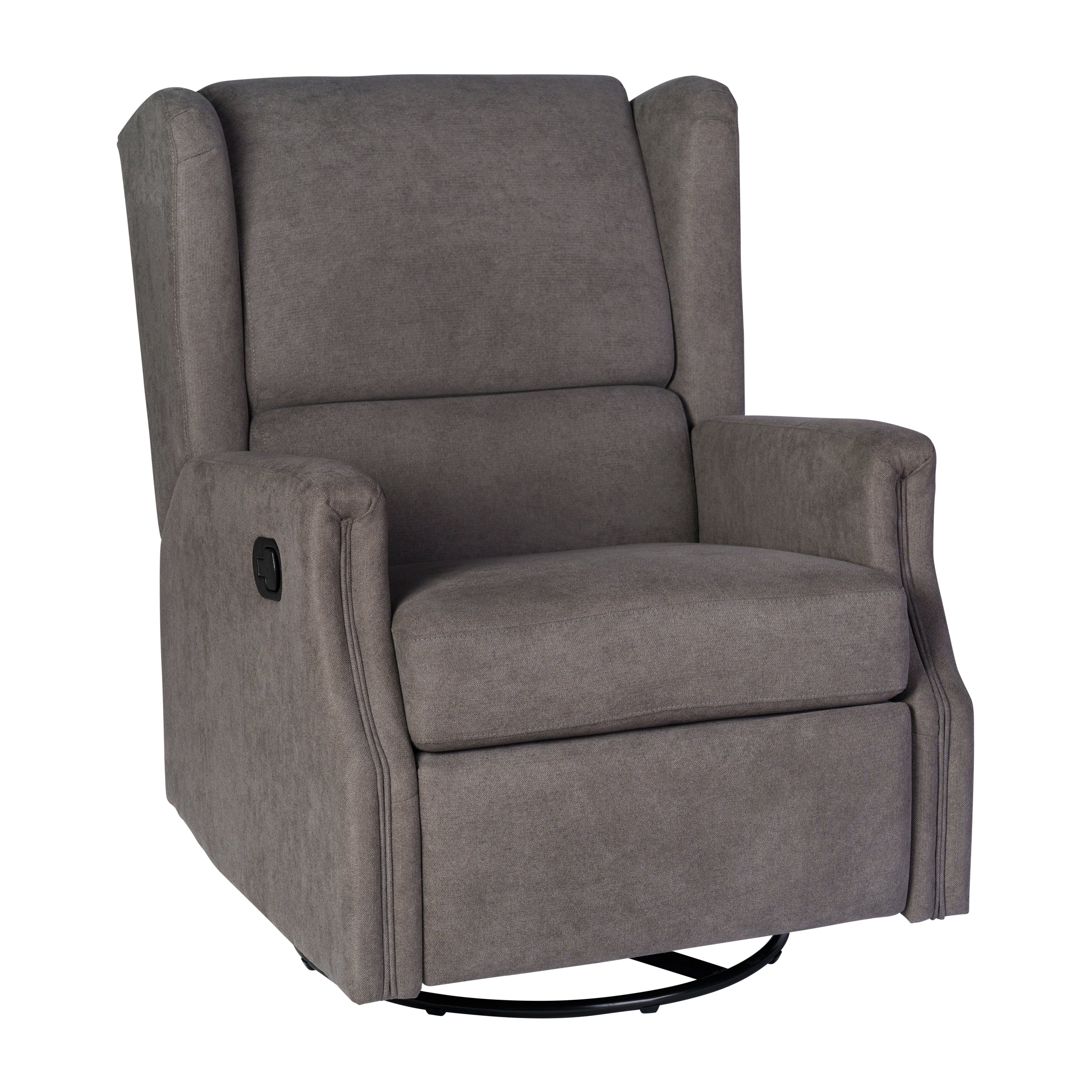 Omma Swivel Glider Rocker Recliner Chair, Manual 360 Degree Swivel Wingback Recliner Perfect for Living Room, Bedroom, or Nursery in Dark Gray