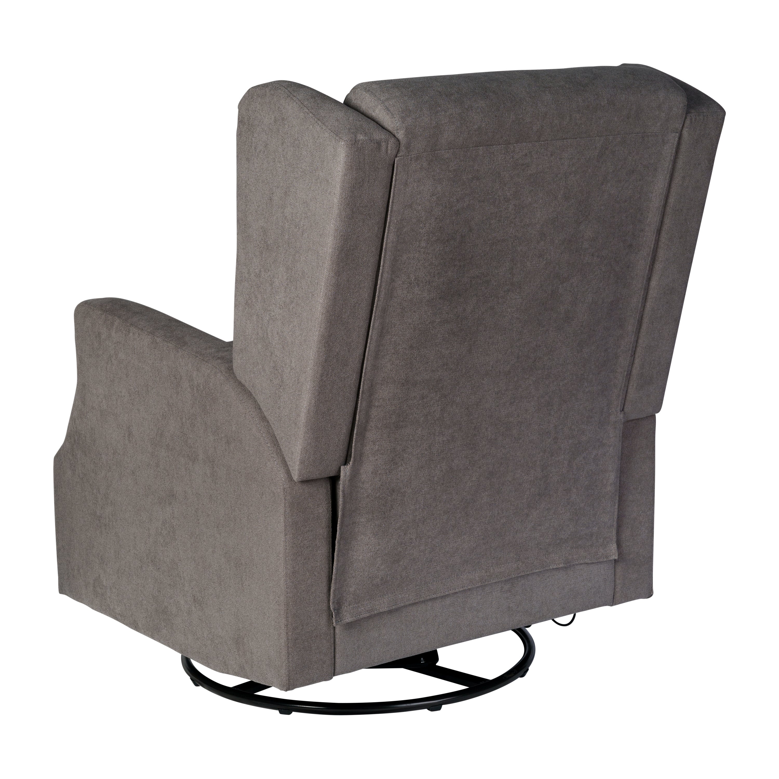 Omma Swivel Glider Rocker Recliner Chair, Manual 360 Degree Swivel Wingback Recliner Perfect for Living Room, Bedroom, or Nursery in Dark Gray