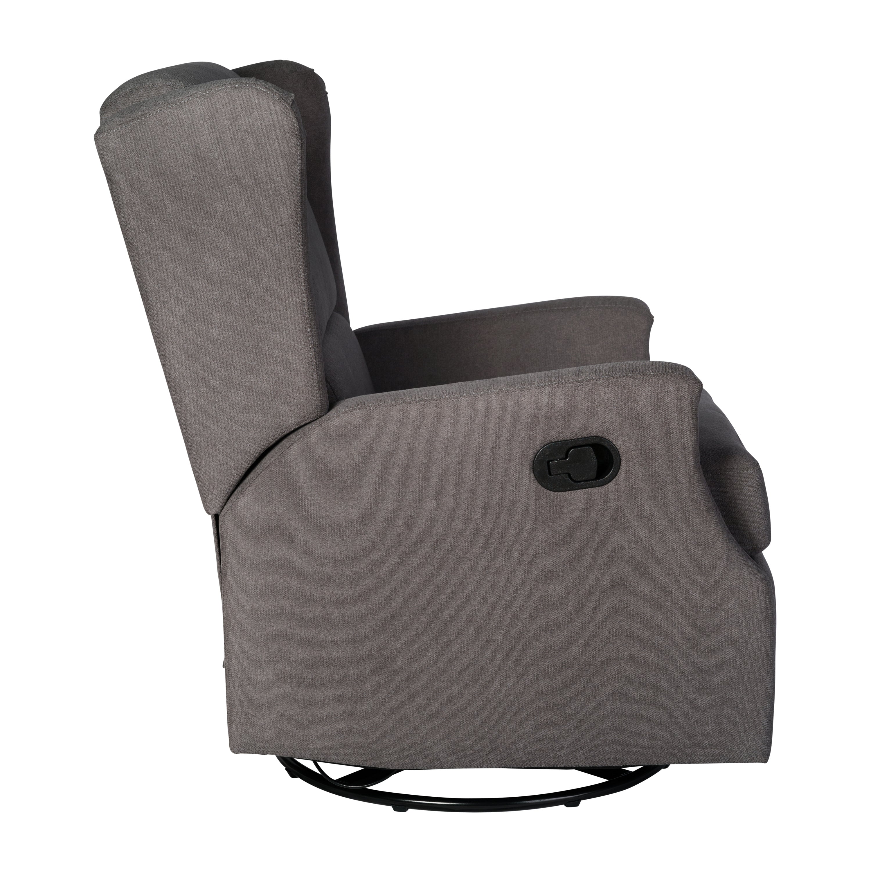 Omma Swivel Glider Rocker Recliner Chair, Manual 360 Degree Swivel Wingback Recliner Perfect for Living Room, Bedroom, or Nursery in Dark Gray