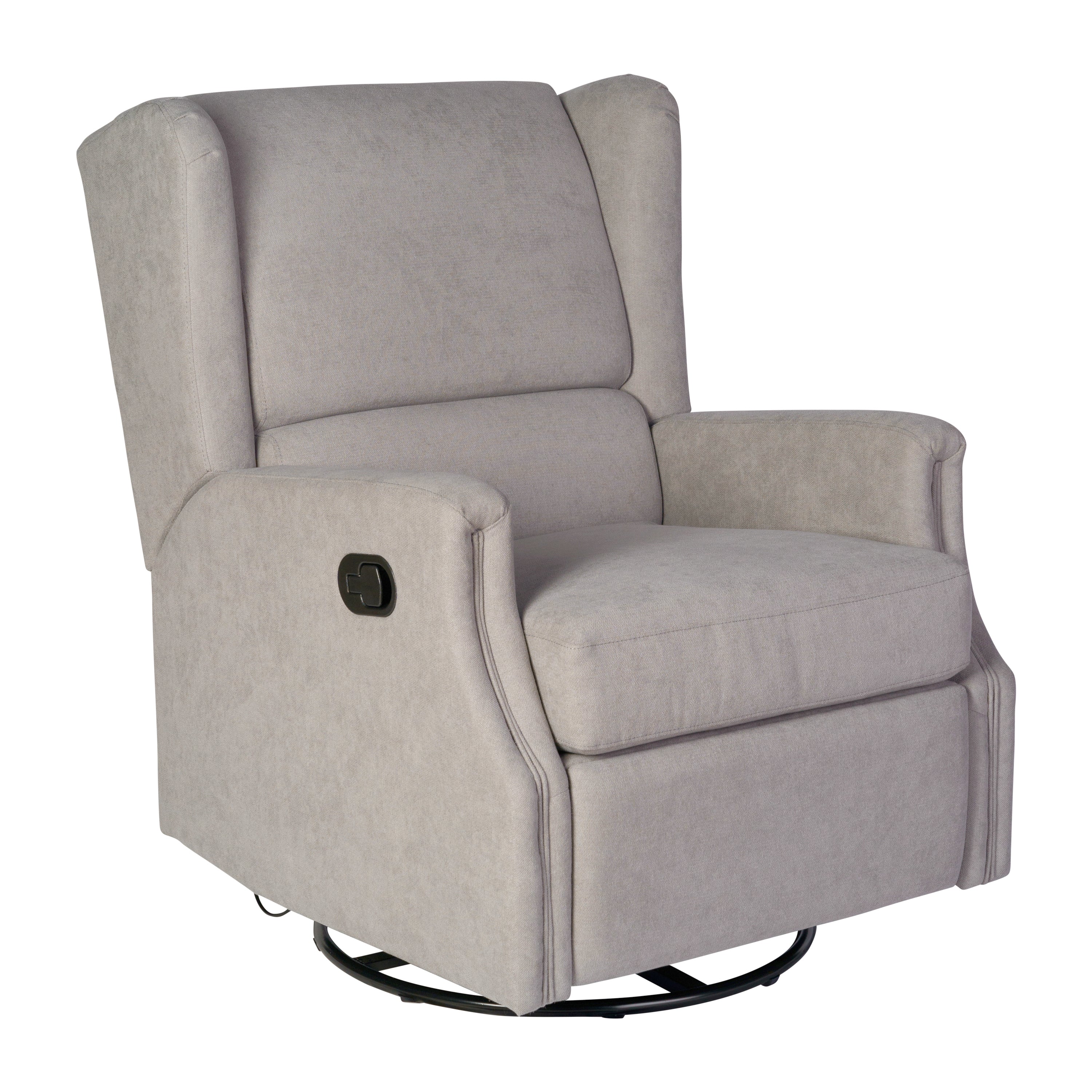 Omma Swivel Glider Rocker Recliner Chair, Manual 360 Degree Swivel Wingback Recliner Perfect for Living Room, Bedroom, or Nursery in Light Gray