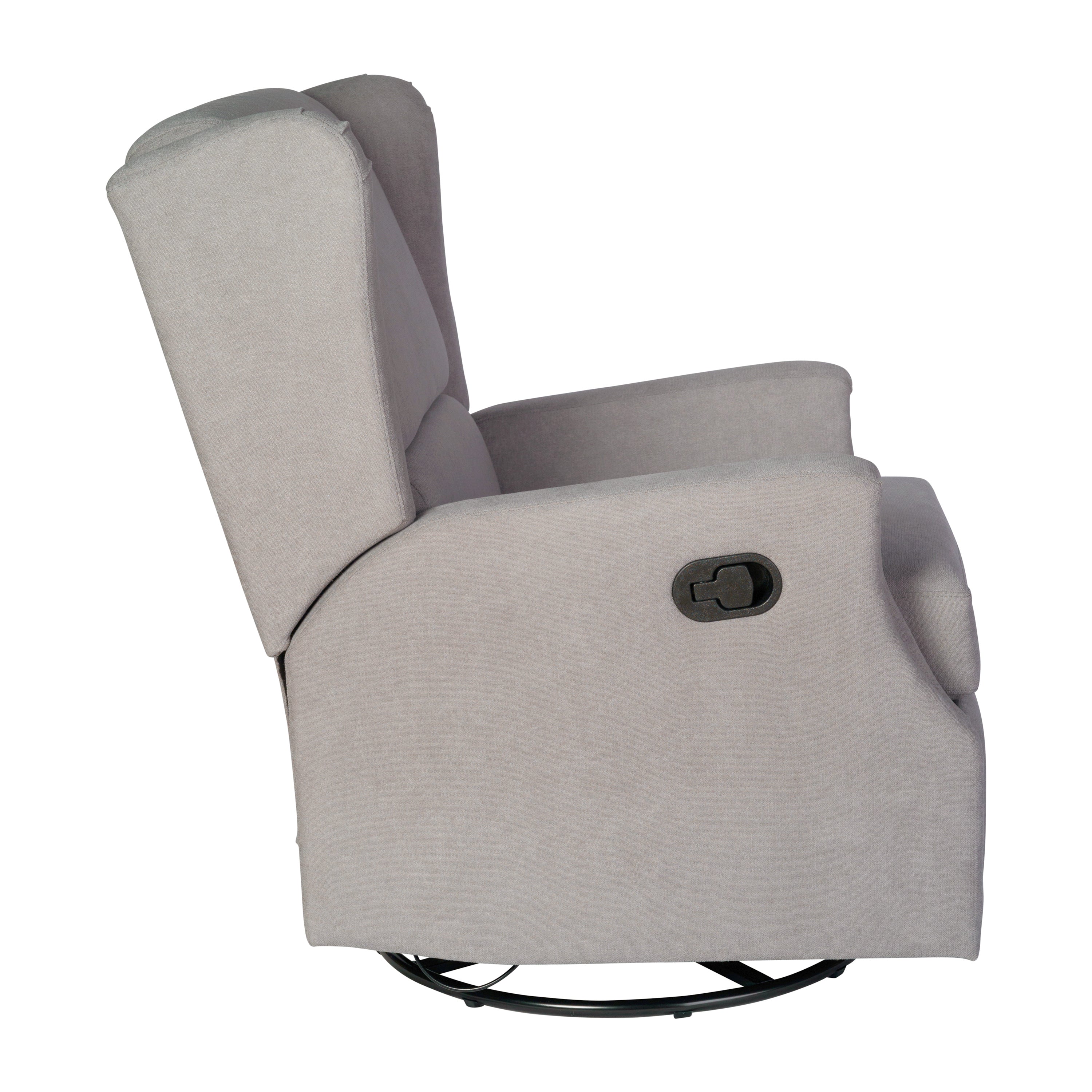 Omma Swivel Glider Rocker Recliner Chair, Manual 360 Degree Swivel Wingback Recliner Perfect for Living Room, Bedroom, or Nursery in Light Gray