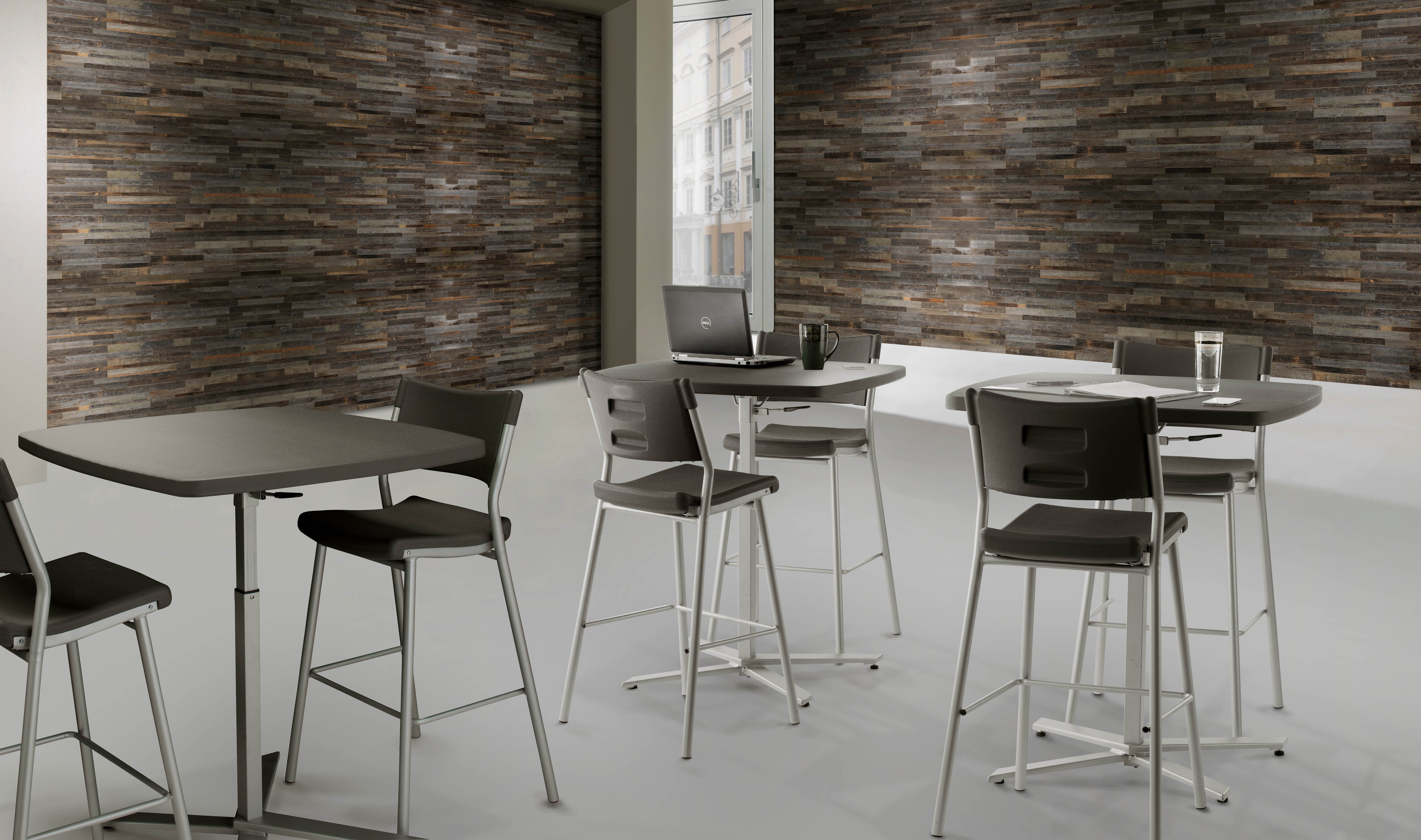 NPS® Café Time Stool, Surface Color: Charcoal Slate, Frame Color: Silver