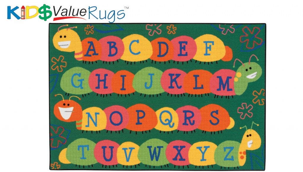 Caterpillar Friends Rug Green - 3ft x 4ft 6in - Rectangle