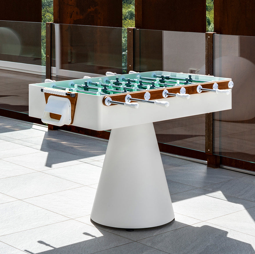 Ciclope Foosball Table with Entertainment Top & Premium Cover, White