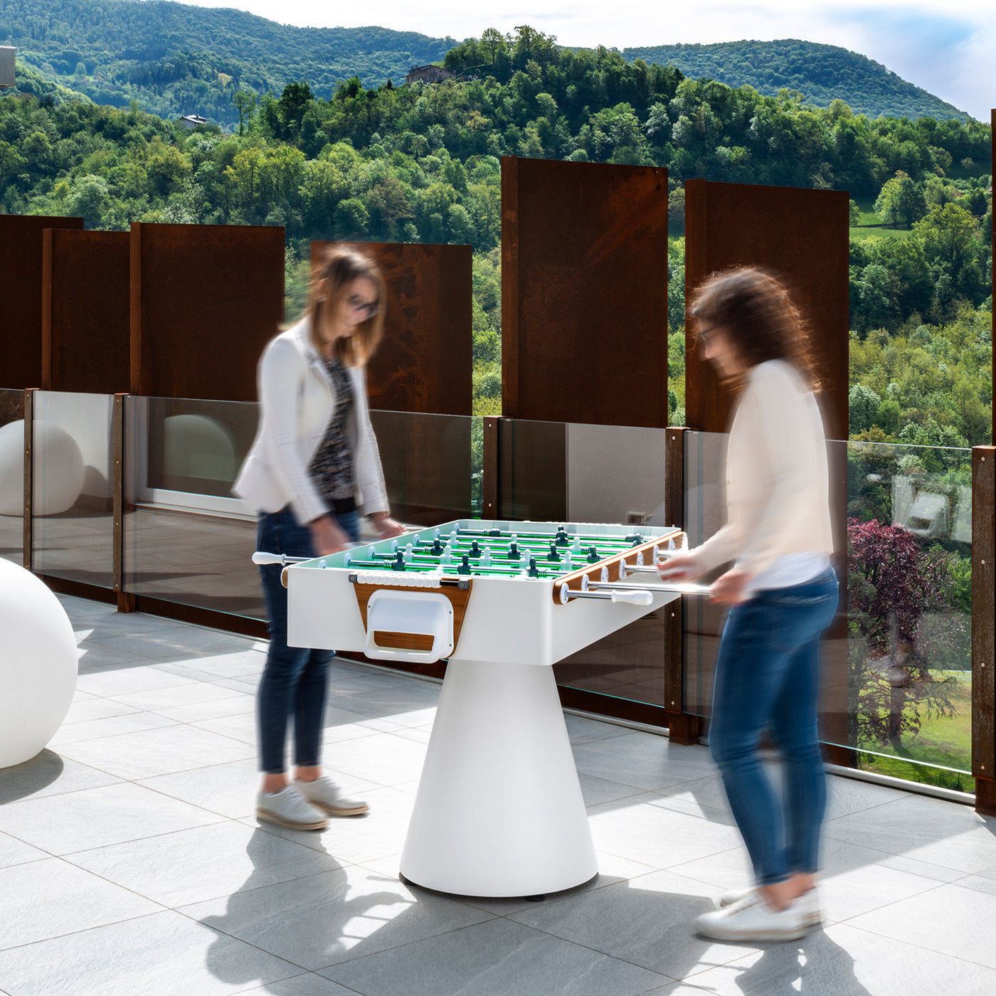 Ciclope Foosball Table with Entertainment Top & Premium Cover, White