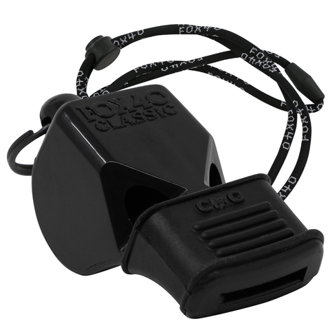 Classic CMG Safety W/ Breakaway Lanyard Whistle - BLACK