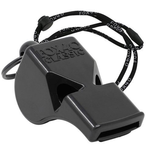 Classic Safety W/ Breakaway Lanyard Whistle - BLACK