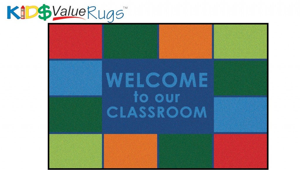 Classroom Welcome Rug - 3ft x 4ft 6in - Rectangle - Blue