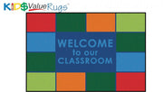 Classroom Welcome Rug  - 4ft x 6ft - Rectangle - Blue