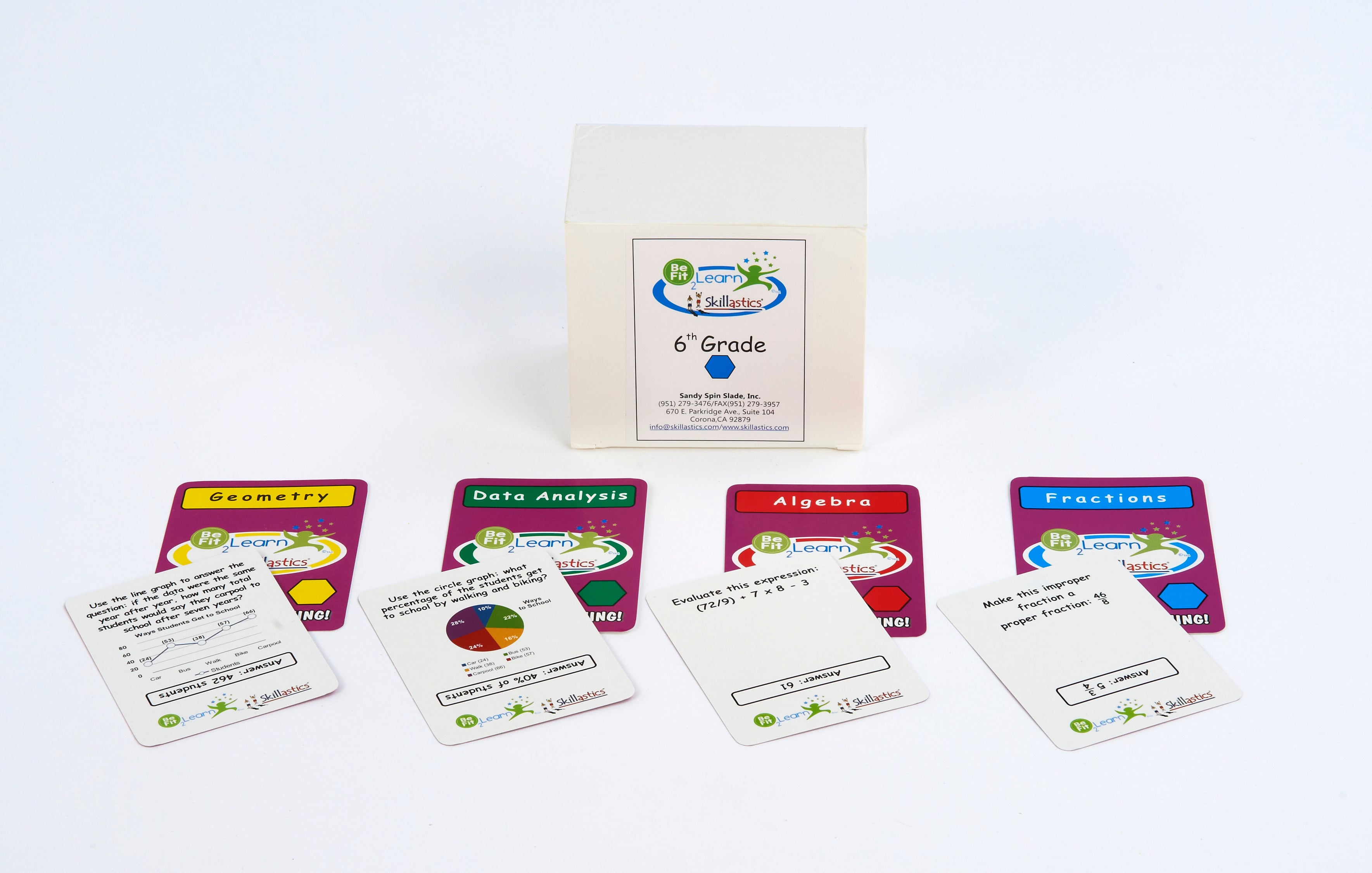 Be Fit 2 Learn Skillastics® Math (2nd — 6th Grade) 1, Activity Kit / 1 grade level box of question cards