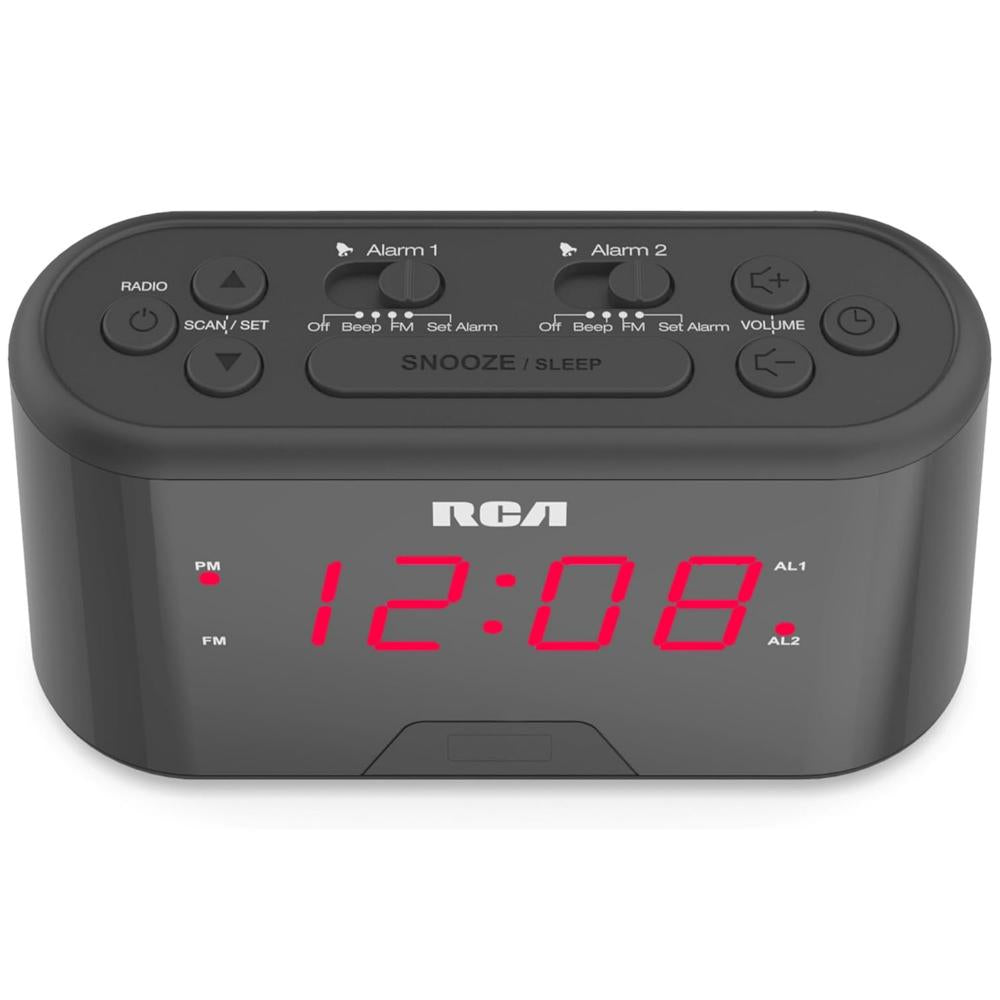 RCA RCA Digital Clock Radio with Dual Wake Alarm, Sleep Timer, Snooze & Large Easy-to-Read Display (RC551) - Black