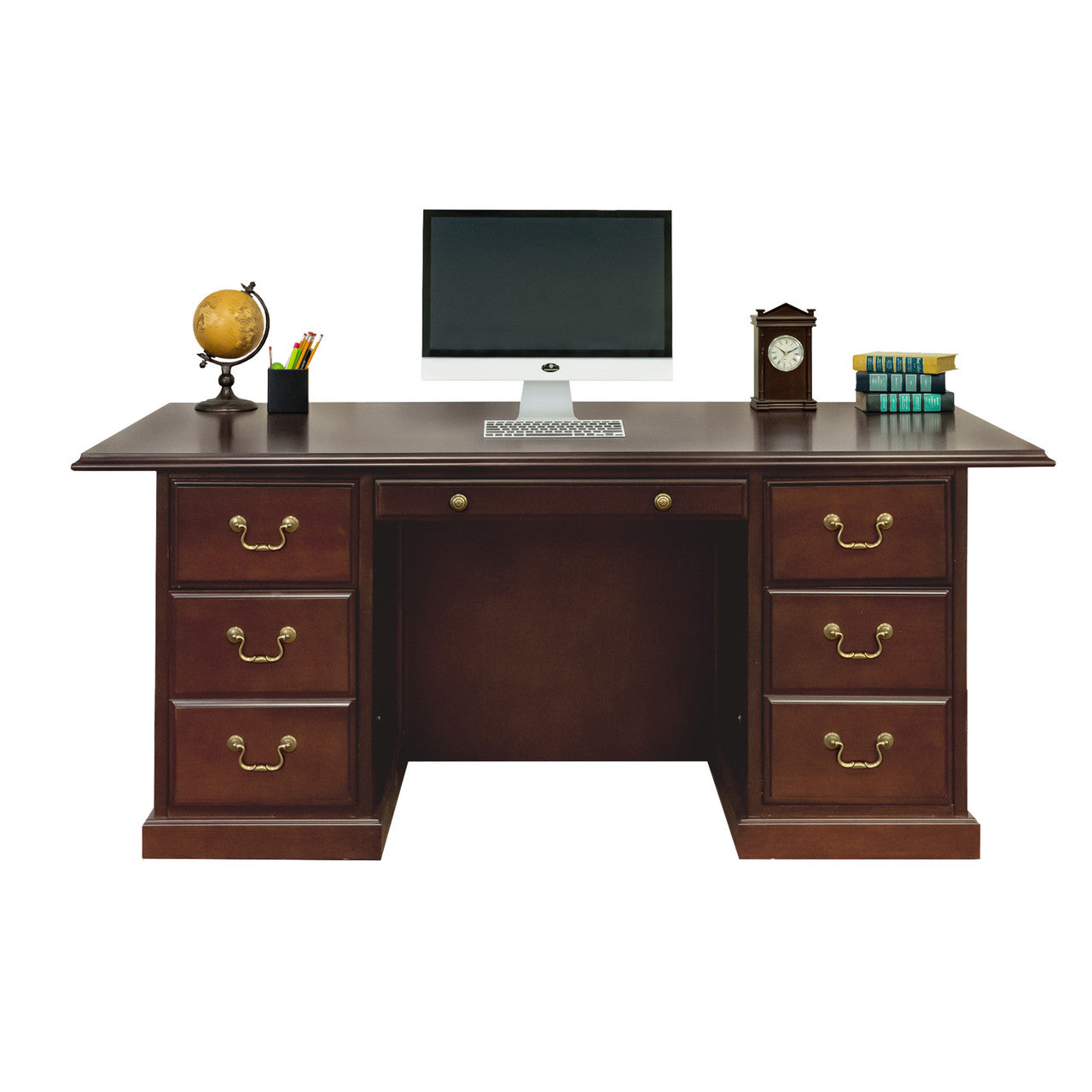 OfficeSource Rowland Knee Space Credenza - Mahogany