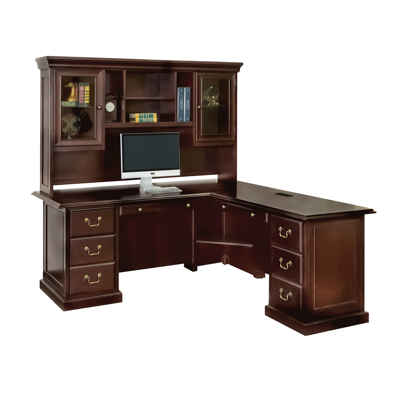 OfficeSource Rowland L Shape Typical - Mahogany