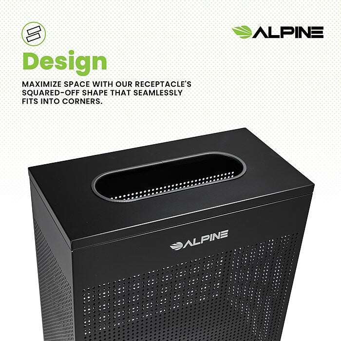 23 Gallon Black Perforated Metal Square Decorative Waste Receptacle