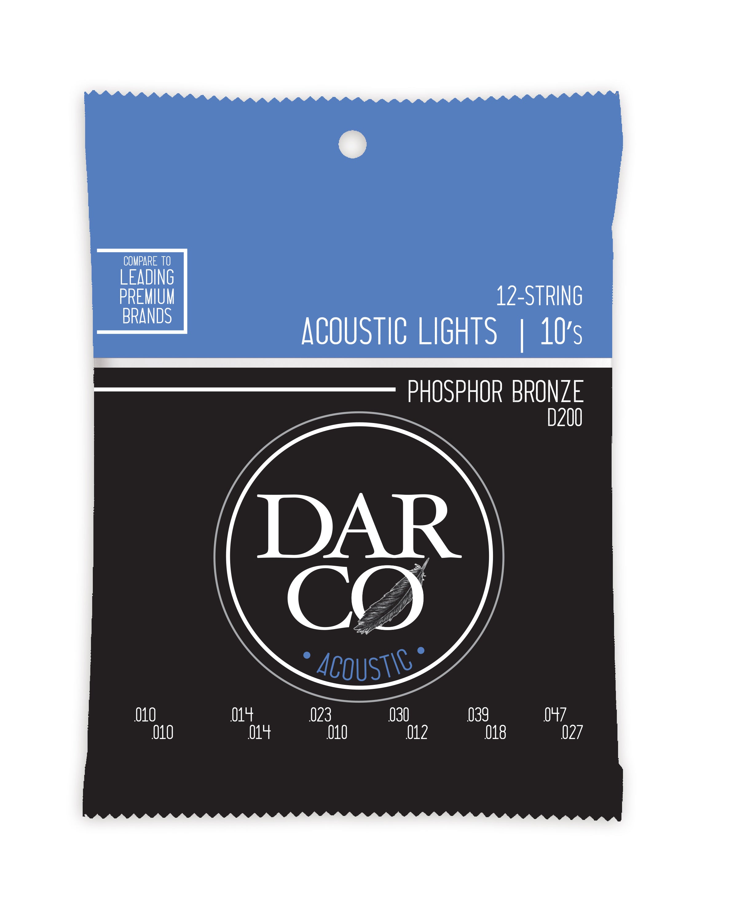 Martin D200 Darco Acoustic 92/8 Phosphor Bronze Light (12 String) Guitar. 10,10-47,27