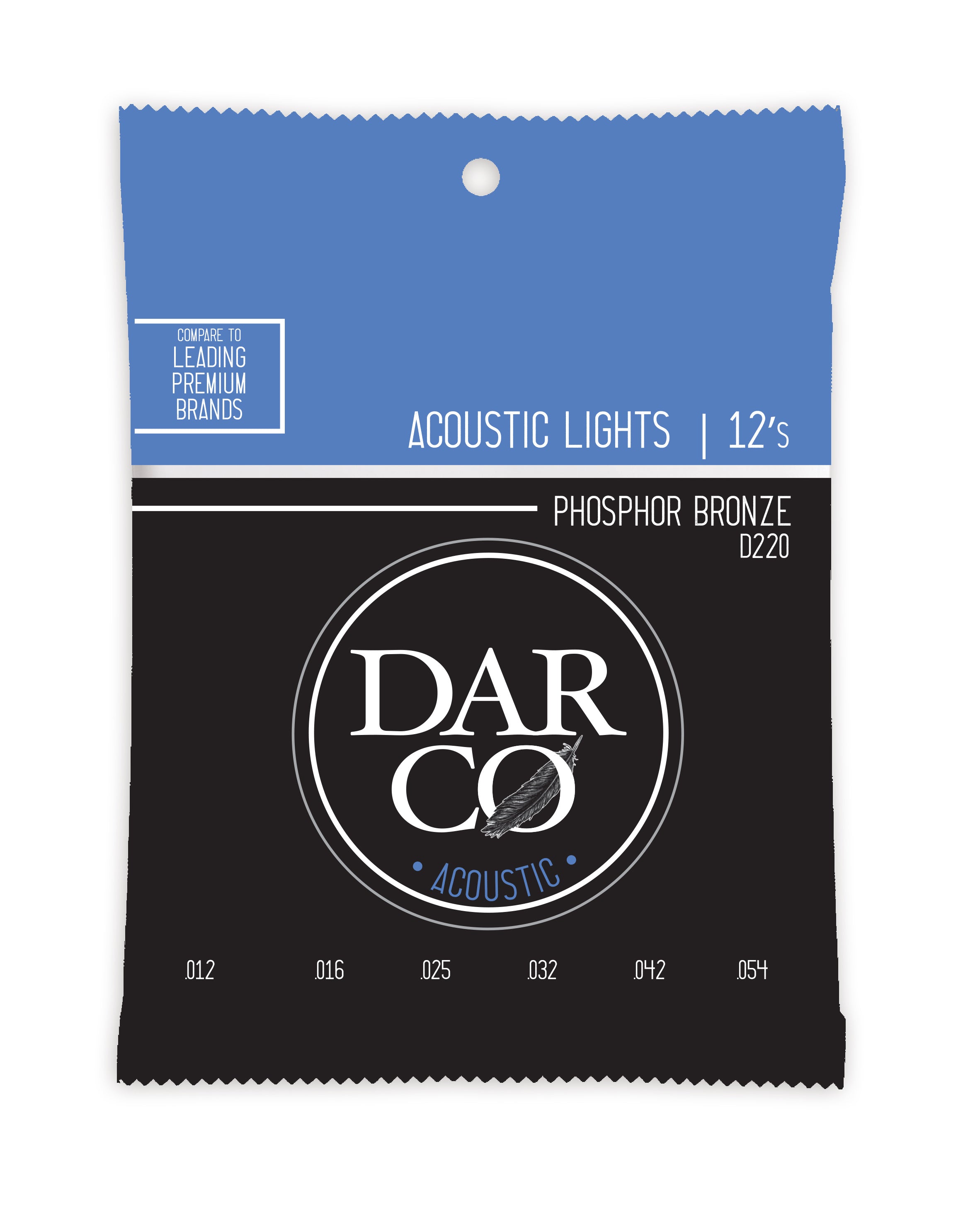 Martin D220 Darco Acoustic 98/2 Phosphor Bronze Light Guitar Strings. 12-54