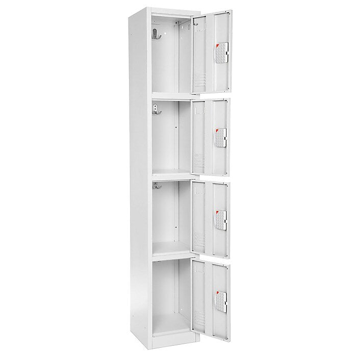 72" H x 12" W  4-Tier Steel Storage Locker with Digital Lock, White