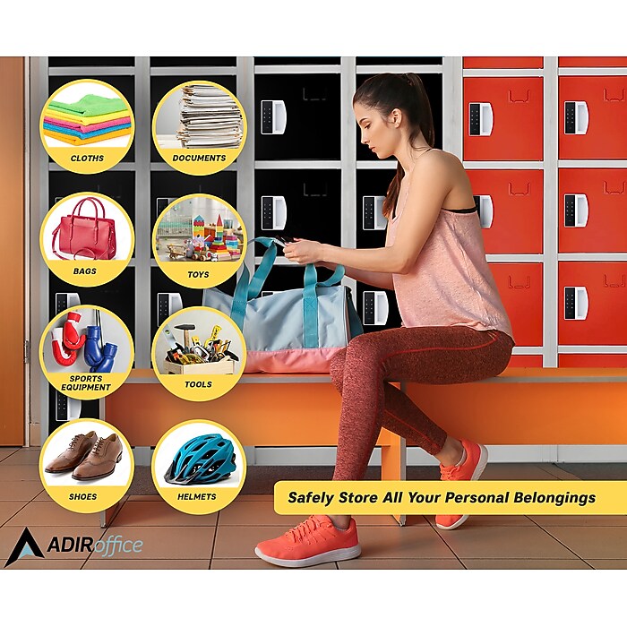 72" H x 12" W  6-Tier Steel Storage Locker with Digital Lock, Black, Pack of 4