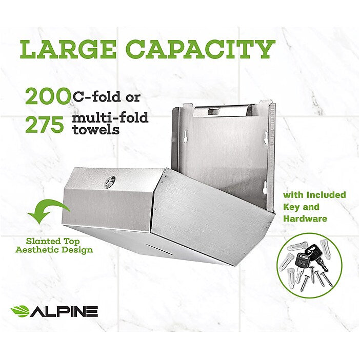 Stainless Steel Brushed C-Fold/Multi-Fold Paper Towel Dispenser 2 Pack
