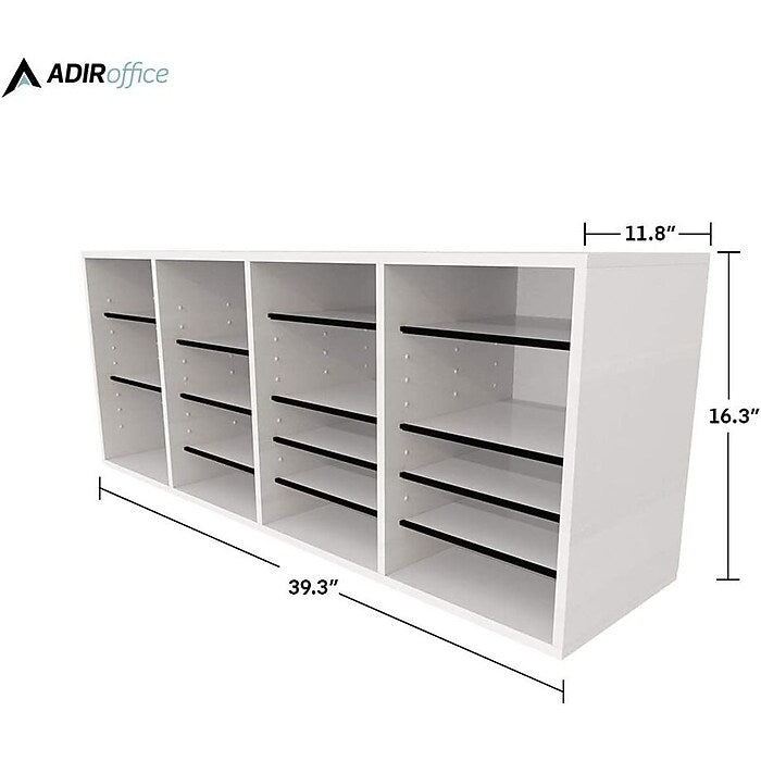 Wood Adjustable 24 Compartment Literature Organizer, White 2 Pack