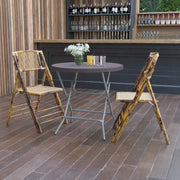 Trellis 2.6-Foot Round Brown Rattan Plastic Folding Table