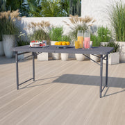 Mills 4-Foot Height Adjustable Bi-Fold Dark Gray Plastic Folding Table with Carrying Handle