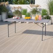 Elijah 6-Foot Bi-Fold Dark Gray Plastic Folding Table with Carrying Handle