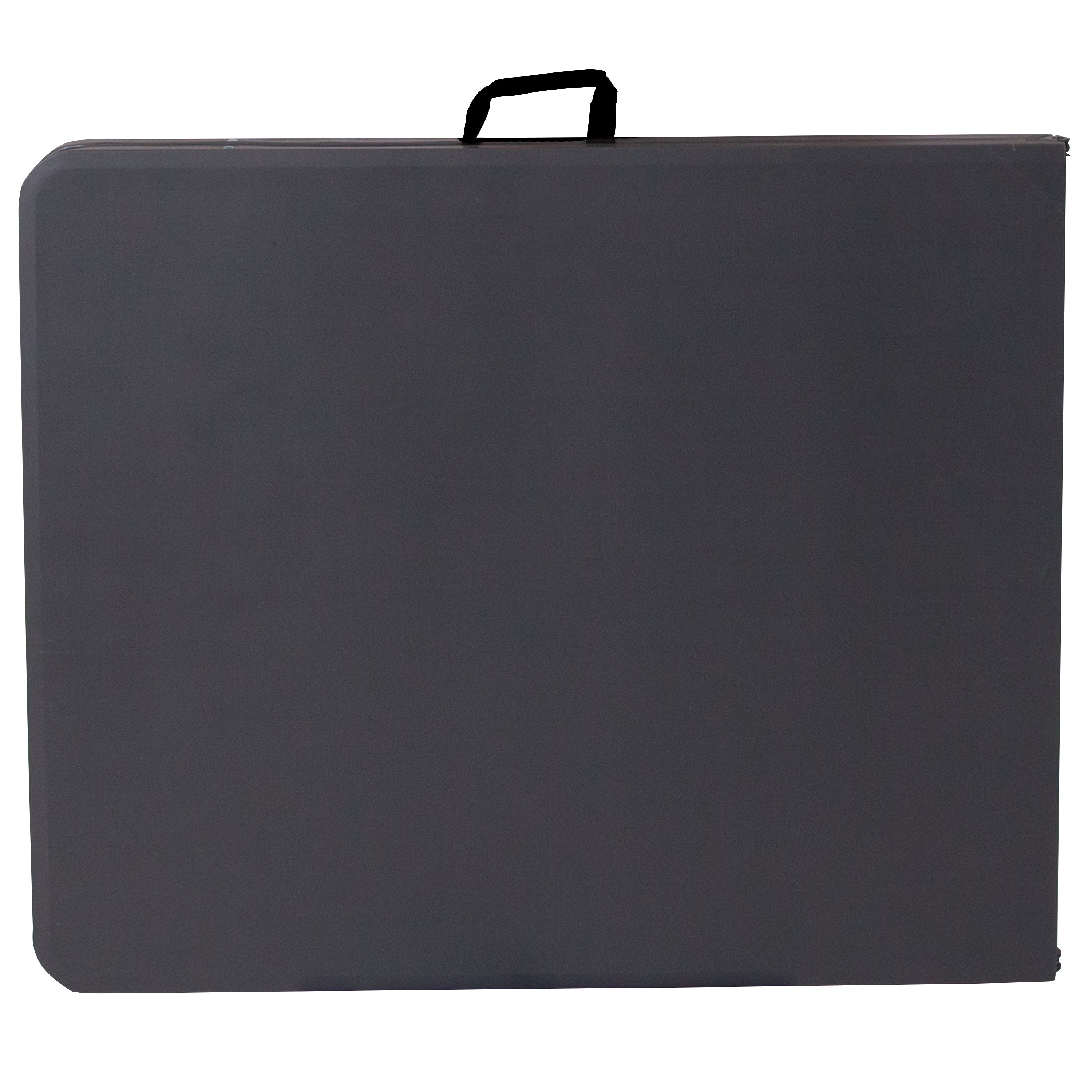 Elijah 6-Foot Bi-Fold Dark Gray Plastic Folding Table with Carrying Handle