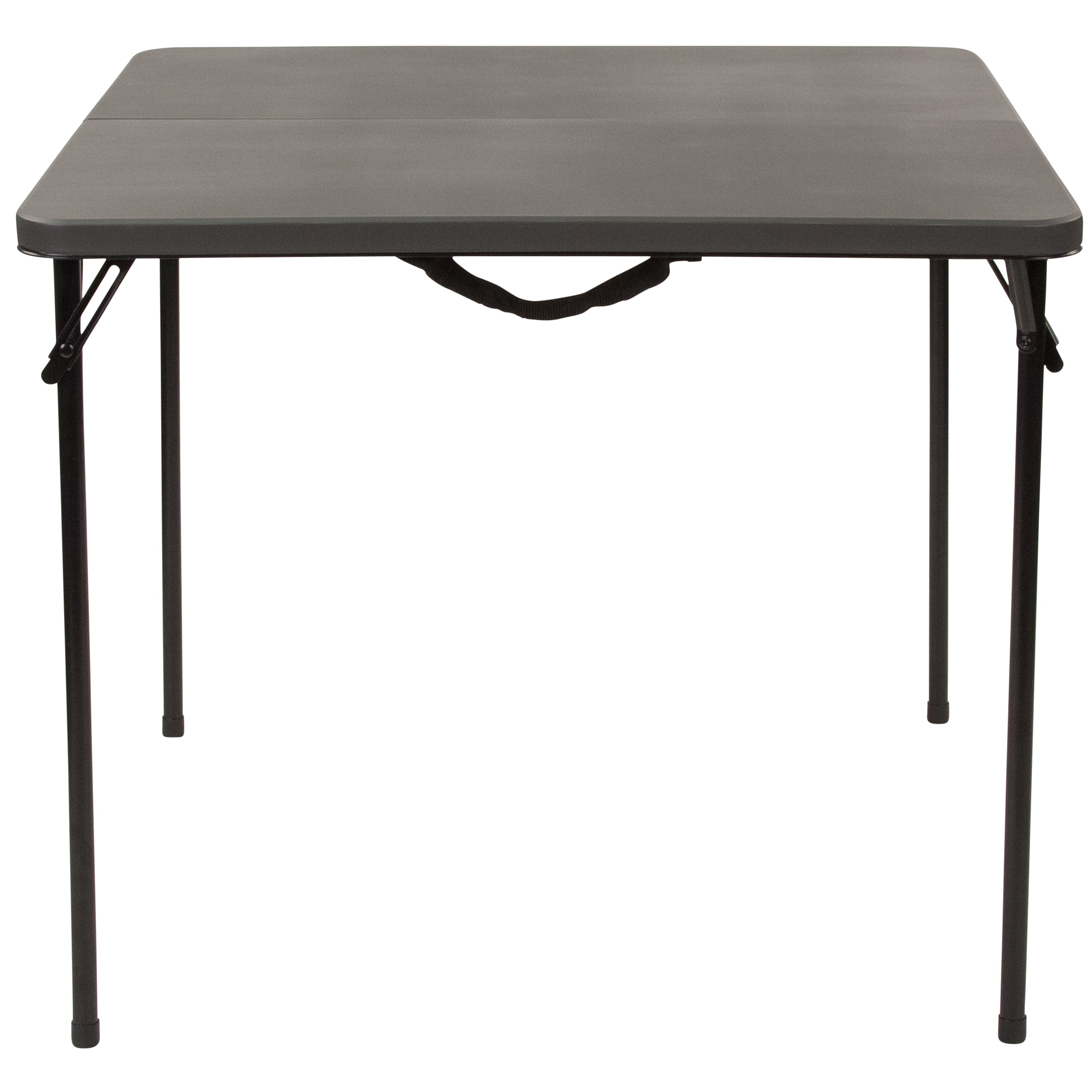 Dunham 2.83-Foot Square Bi-Fold Dark Gray Plastic Folding Table with Carrying Handle
