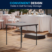 Dunham 2.83-Foot Square Bi-Fold Dark Gray Plastic Folding Table with Carrying Handle