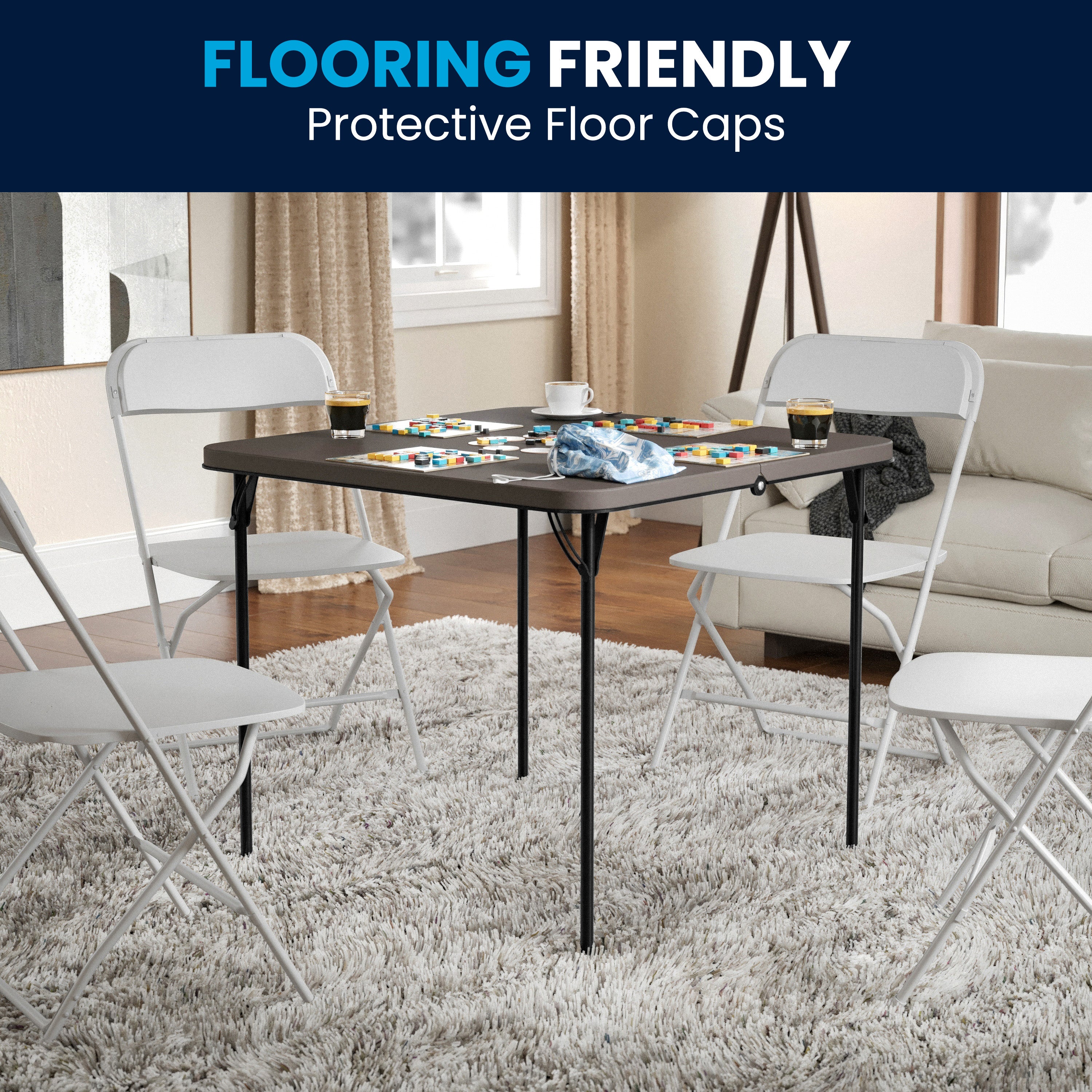 Dunham 2.83-Foot Square Bi-Fold Dark Gray Plastic Folding Table with Carrying Handle