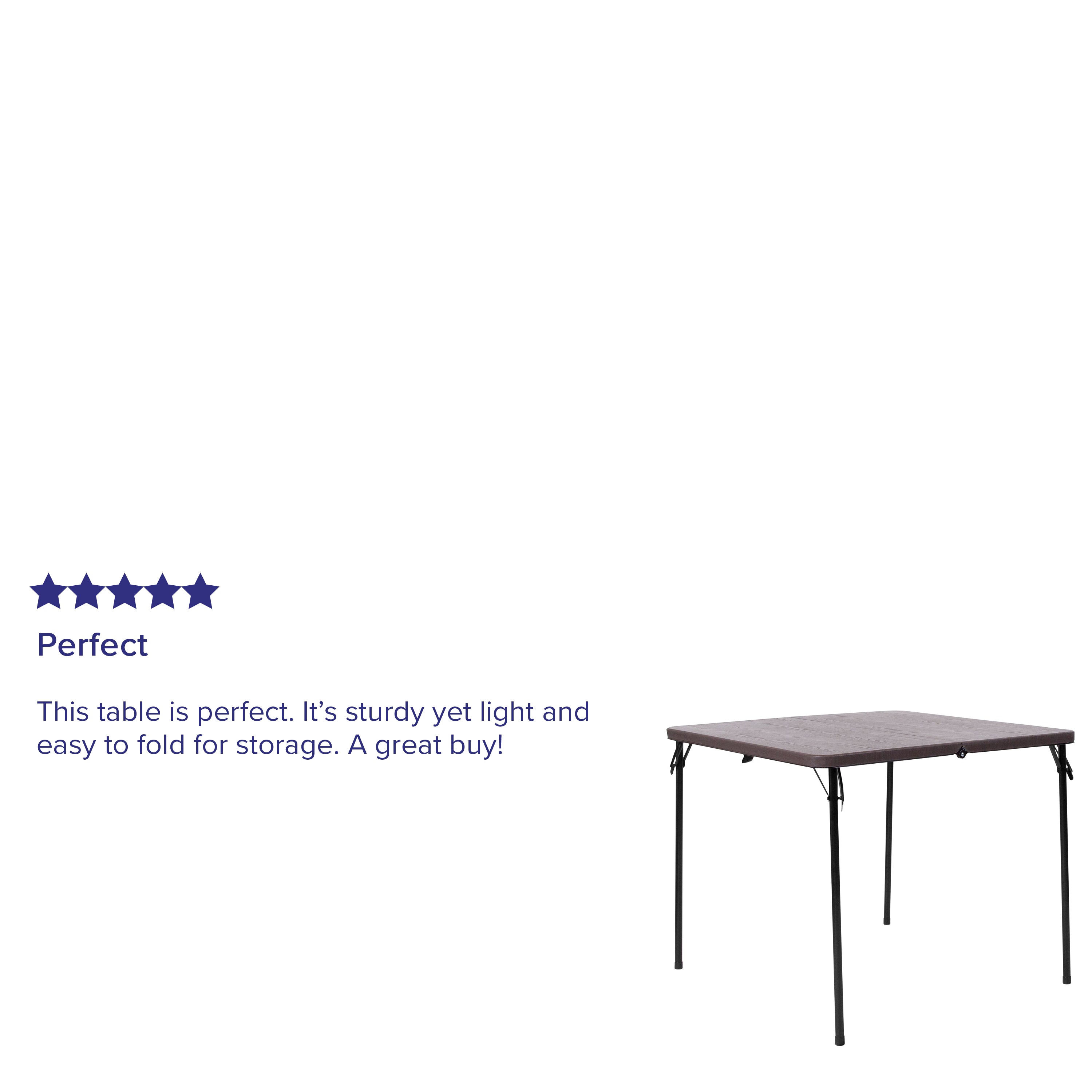 Dunham 2.83-Foot Square Bi-Fold Gray Plastic Folding Table with Carrying Handle