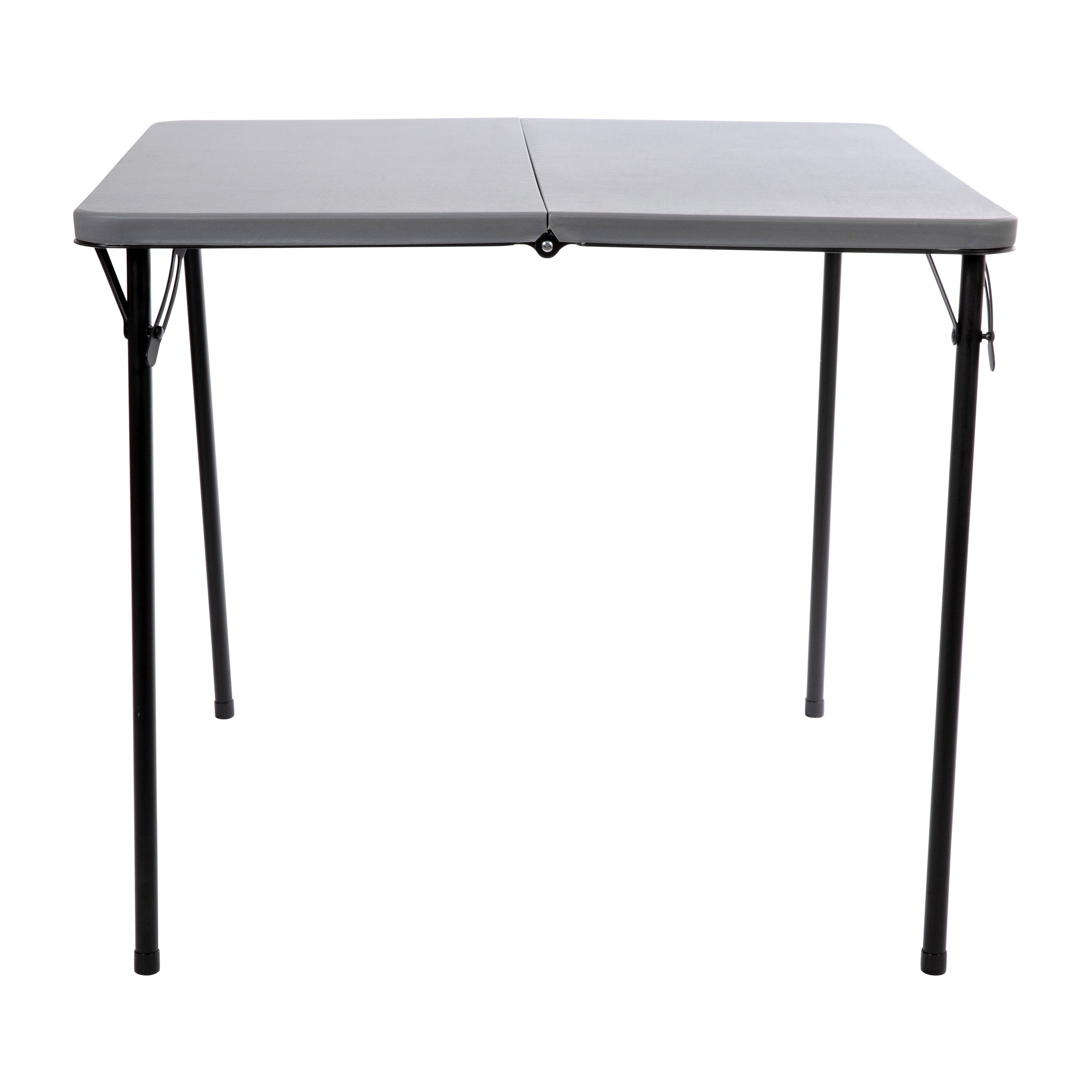 Dunham 2.83-Foot Square Bi-Fold Gray Plastic Folding Table with Carrying Handle
