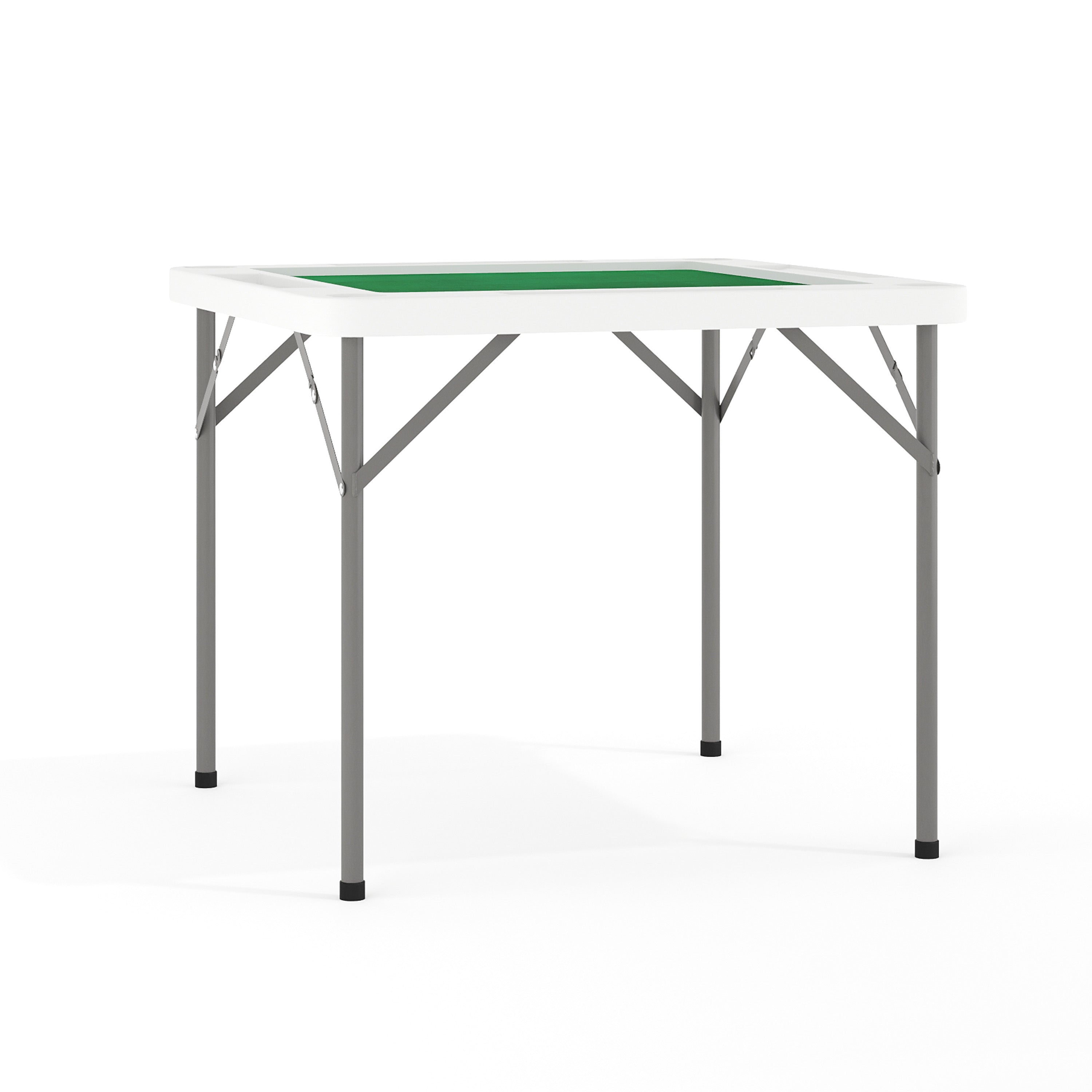 Silas 34.5" Square 4-Player Folding Card Game Table with Green Playing Surface and Cup Holders