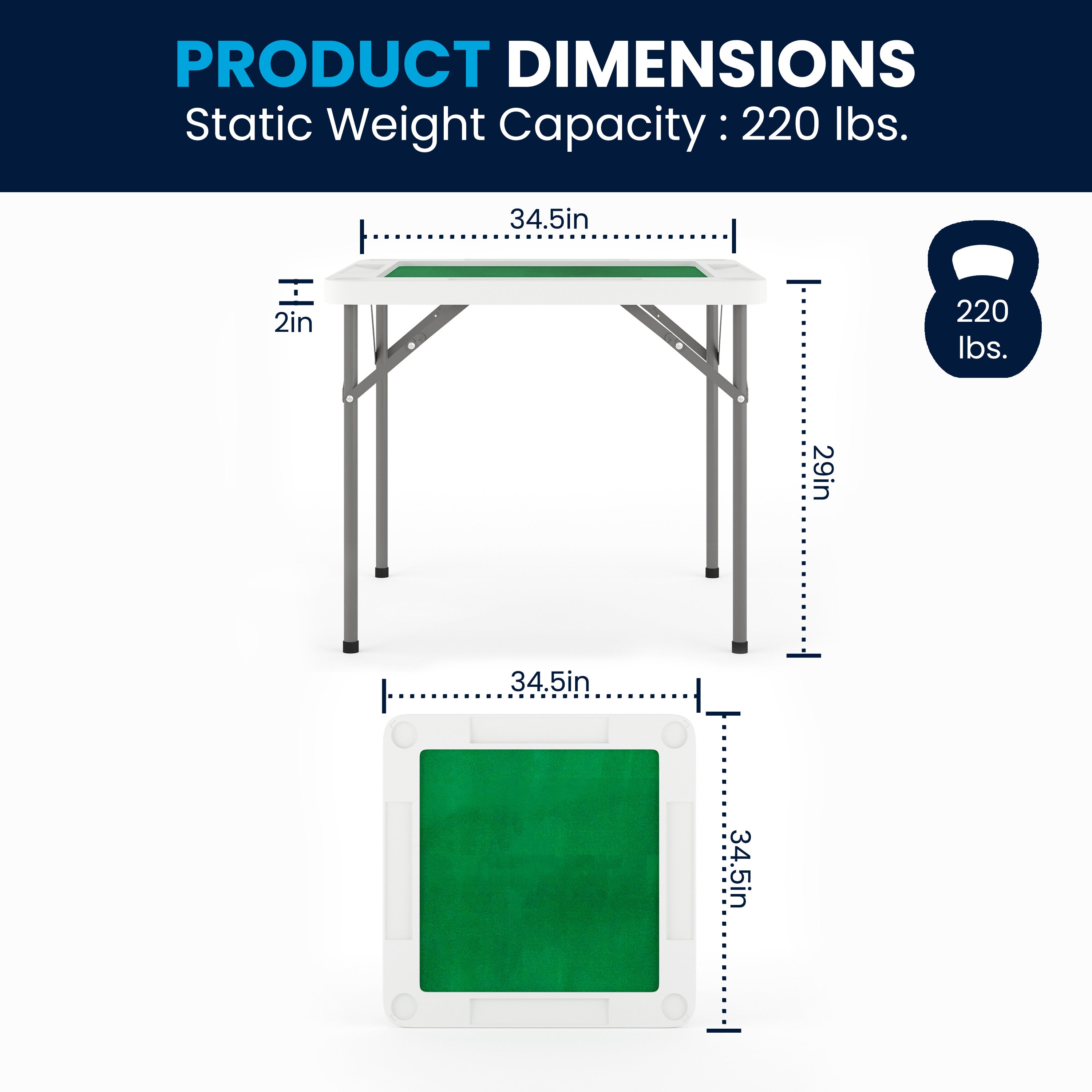 Silas 34.5" Square 4-Player Folding Card Game Table with Green Playing Surface and Cup Holders