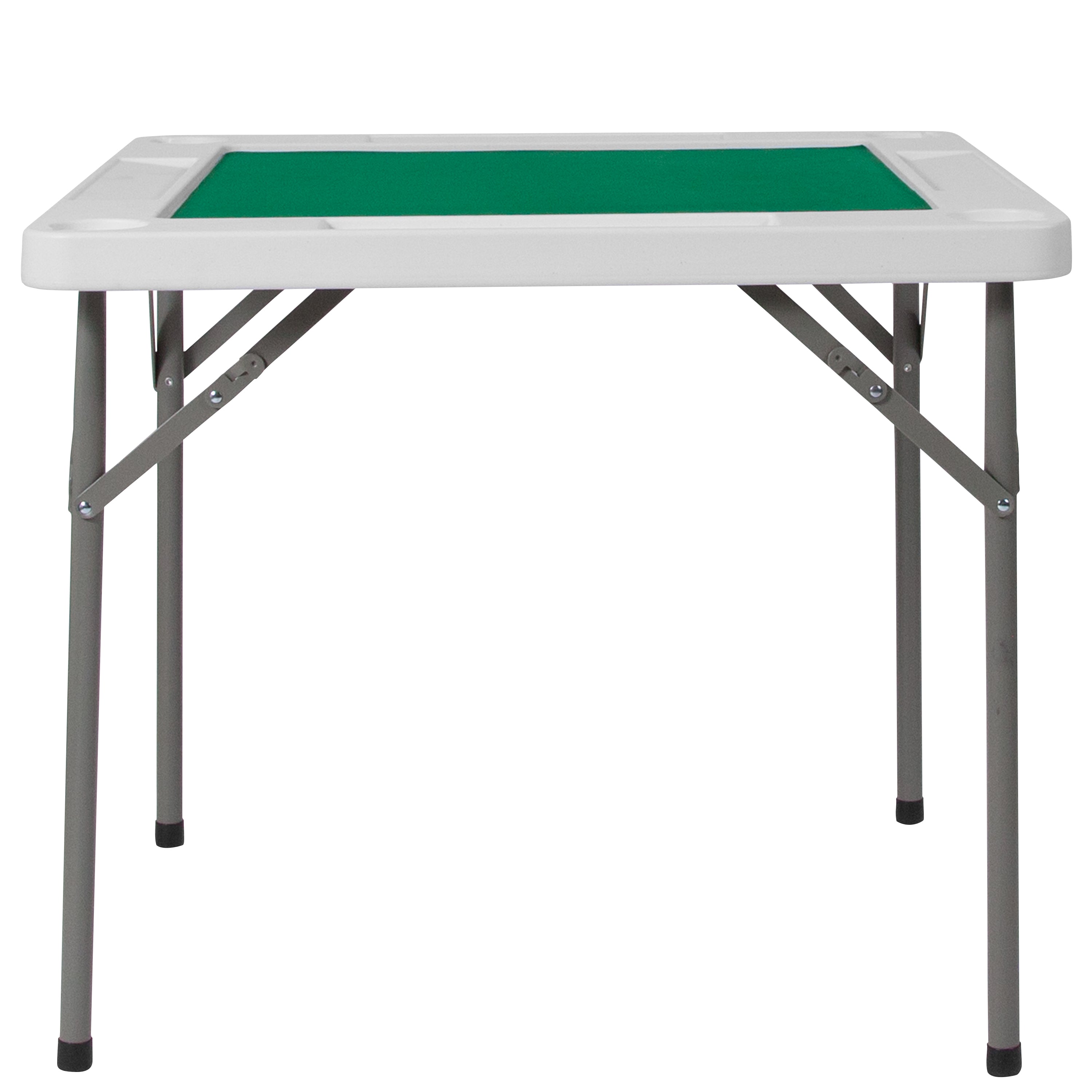 Silas 34.5" Square 4-Player Folding Card Game Table with Green Playing Surface and Cup Holders