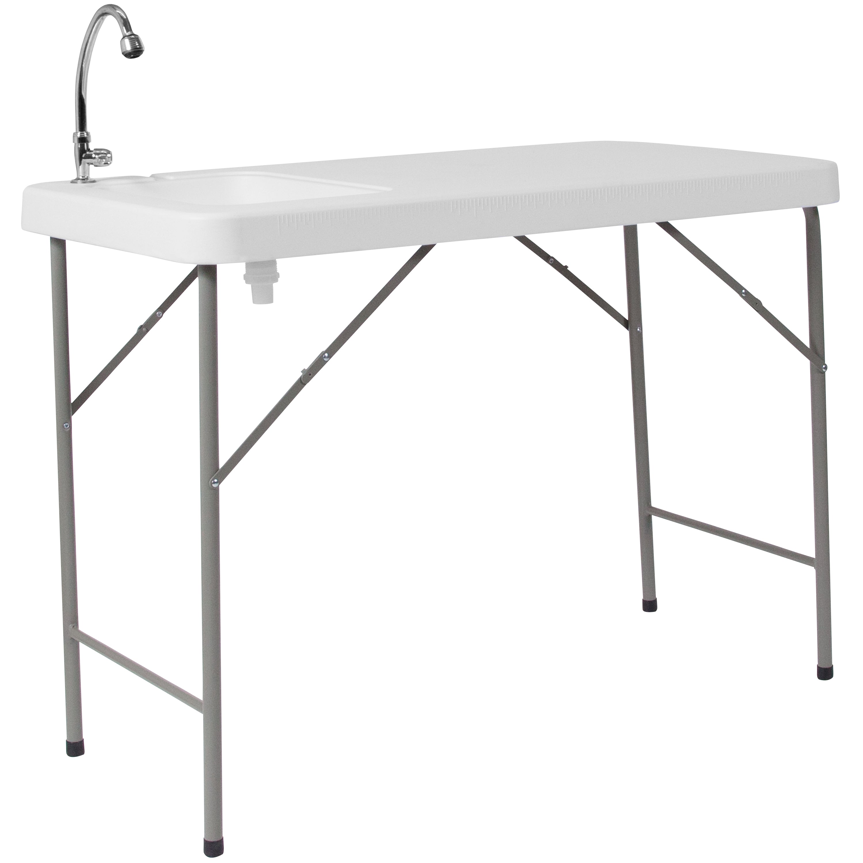 Wesley 4-Foot Portable Fish Cleaning Table / Outdoor Camping Table and Sink